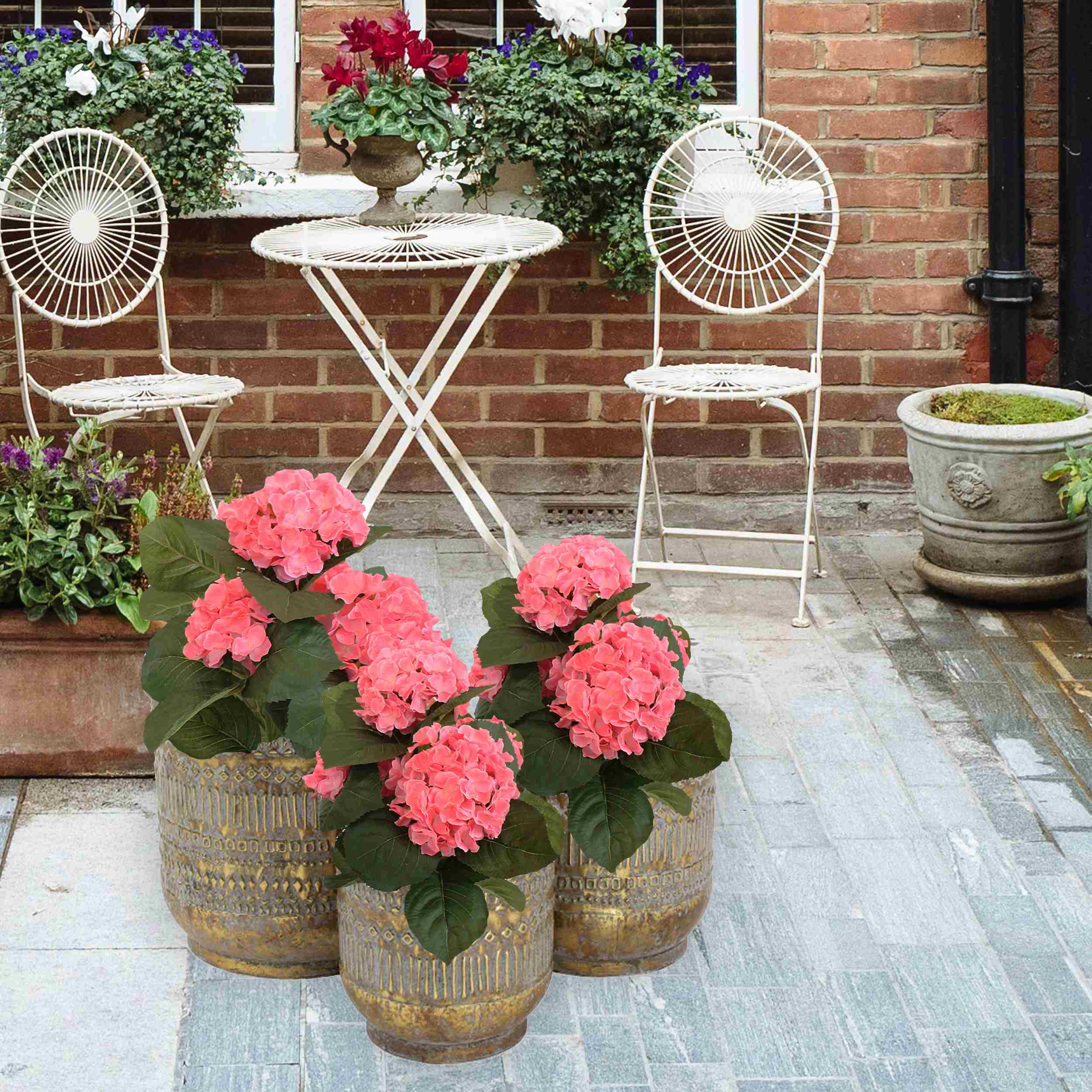 Blumentopf Metall Rund 3er-Set Übertopf Tripoli gold Pflanztopf Pflanzgefäß Zinktopf