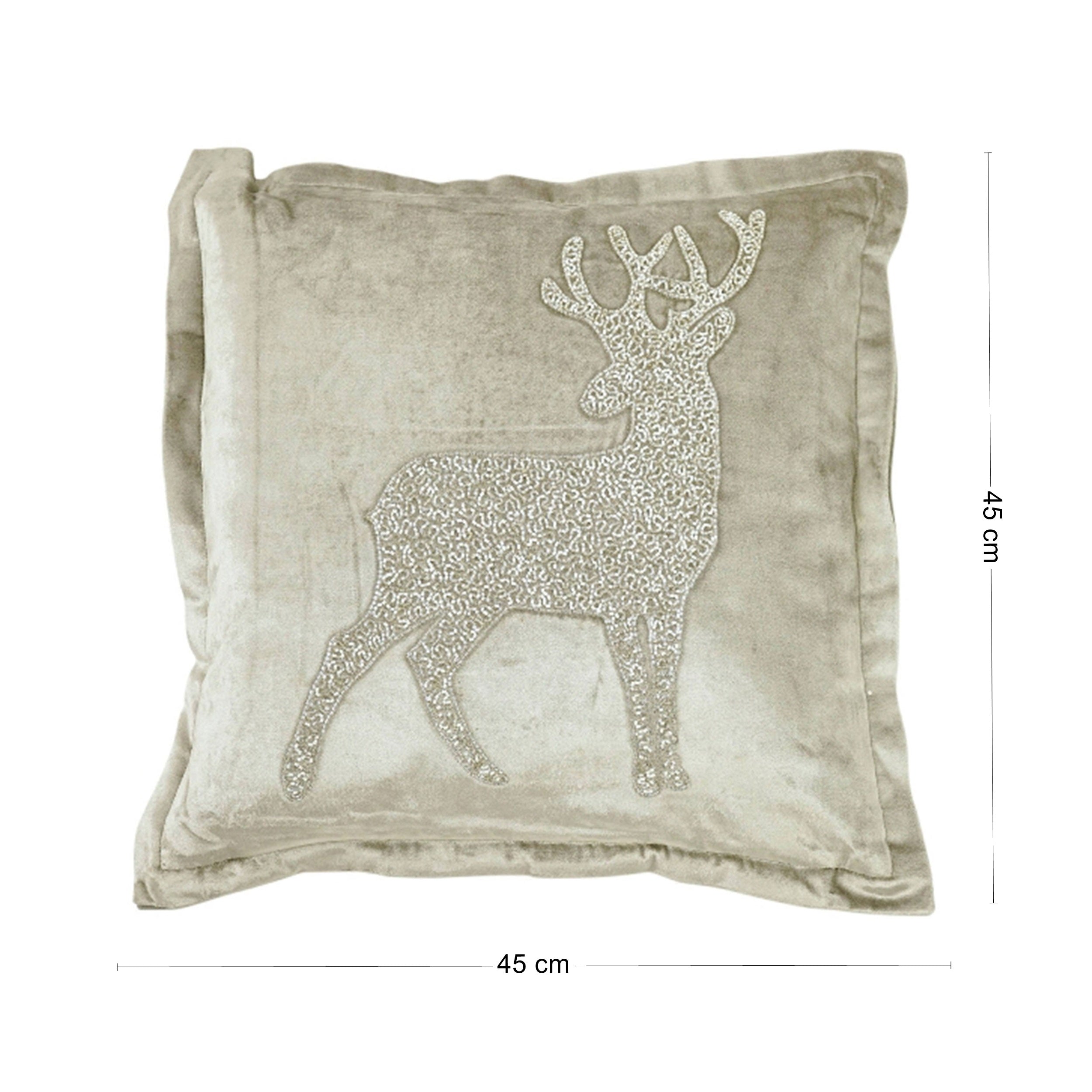 Samtkissen Hirschmotiv 45 x 45 cm - Dekokissen Sofakissen Kissen mit Füllung für Sofa & Couch