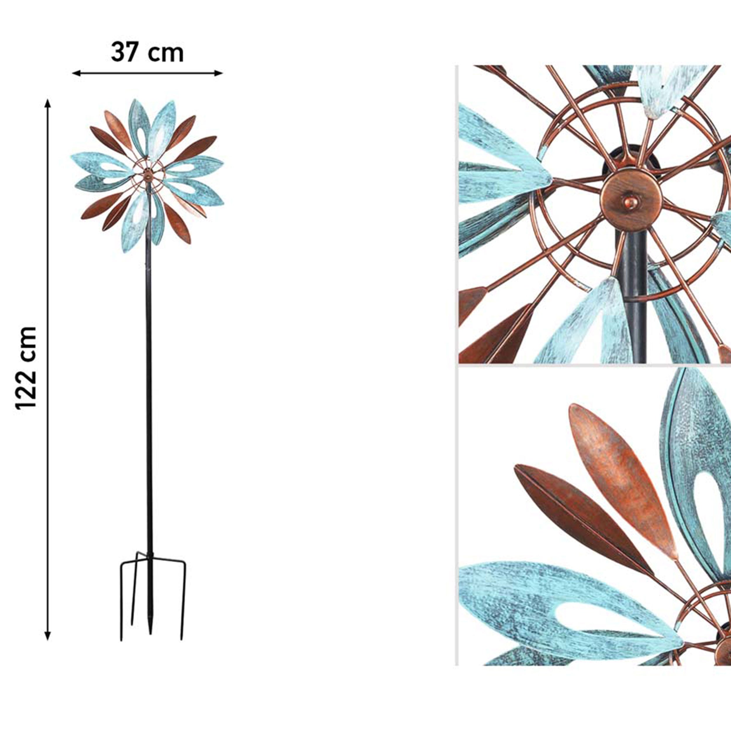 Kinetic Art Metall Windrad Copper Flower Duett Windspiel Metall Garten Windrad stehend