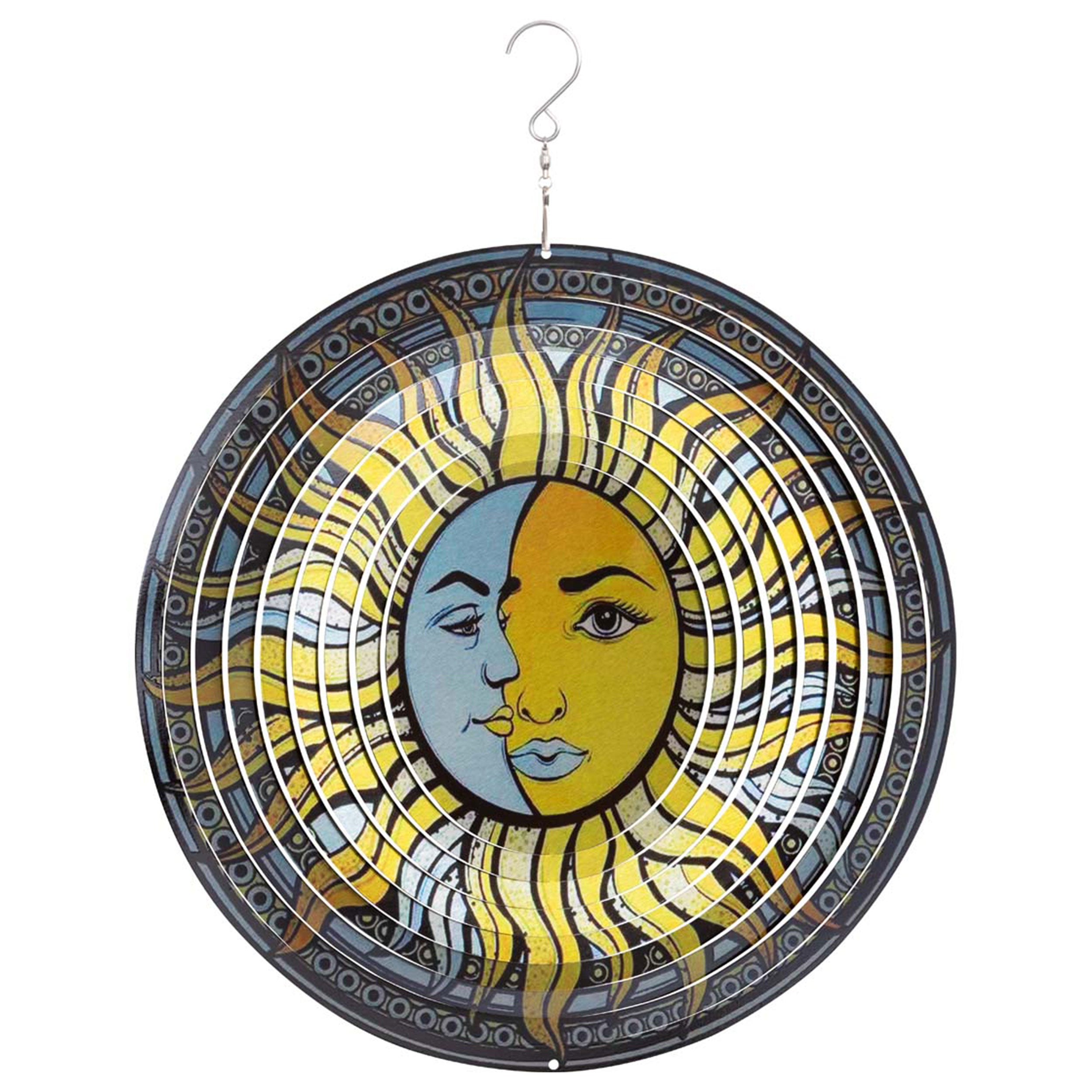 Kinetic Art Windspiel hängend Metall 3D Sun & Moon außergewöhnliche Windspiele Edelstahl