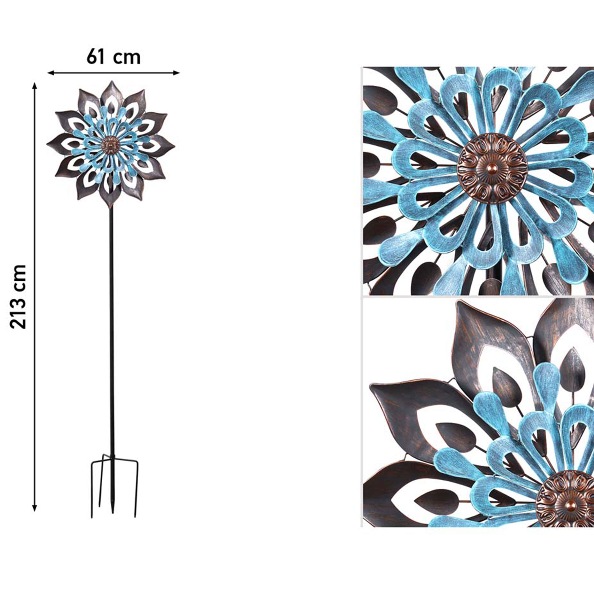 Kinetic Art Metall Windrad Copper Kaleidoscope Giant Duett Windspiel Metall Garten Windrad stehend