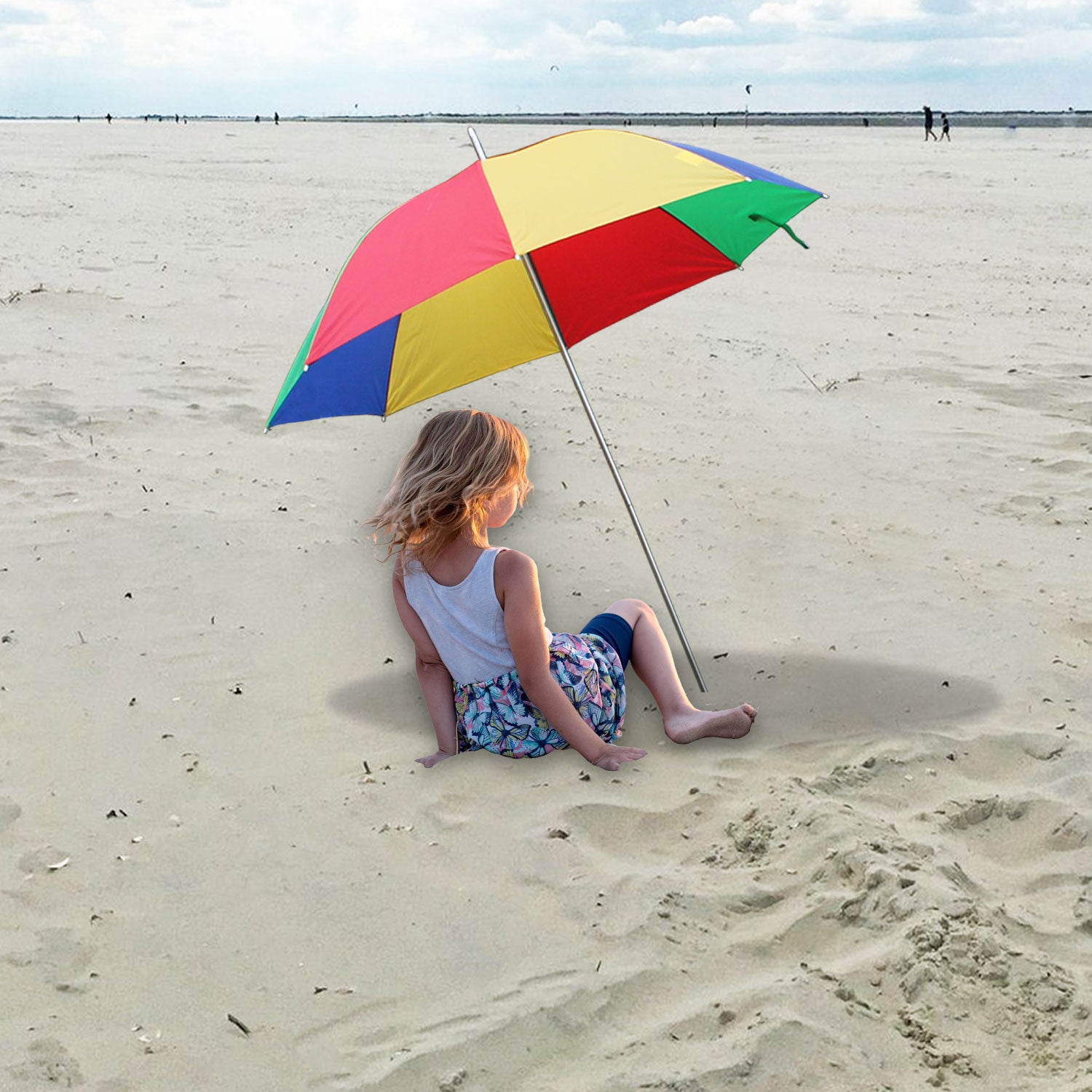 Strandschirm Sonnenschirm Regenschirm 2in1 Garten Camping Caravan-Schirm