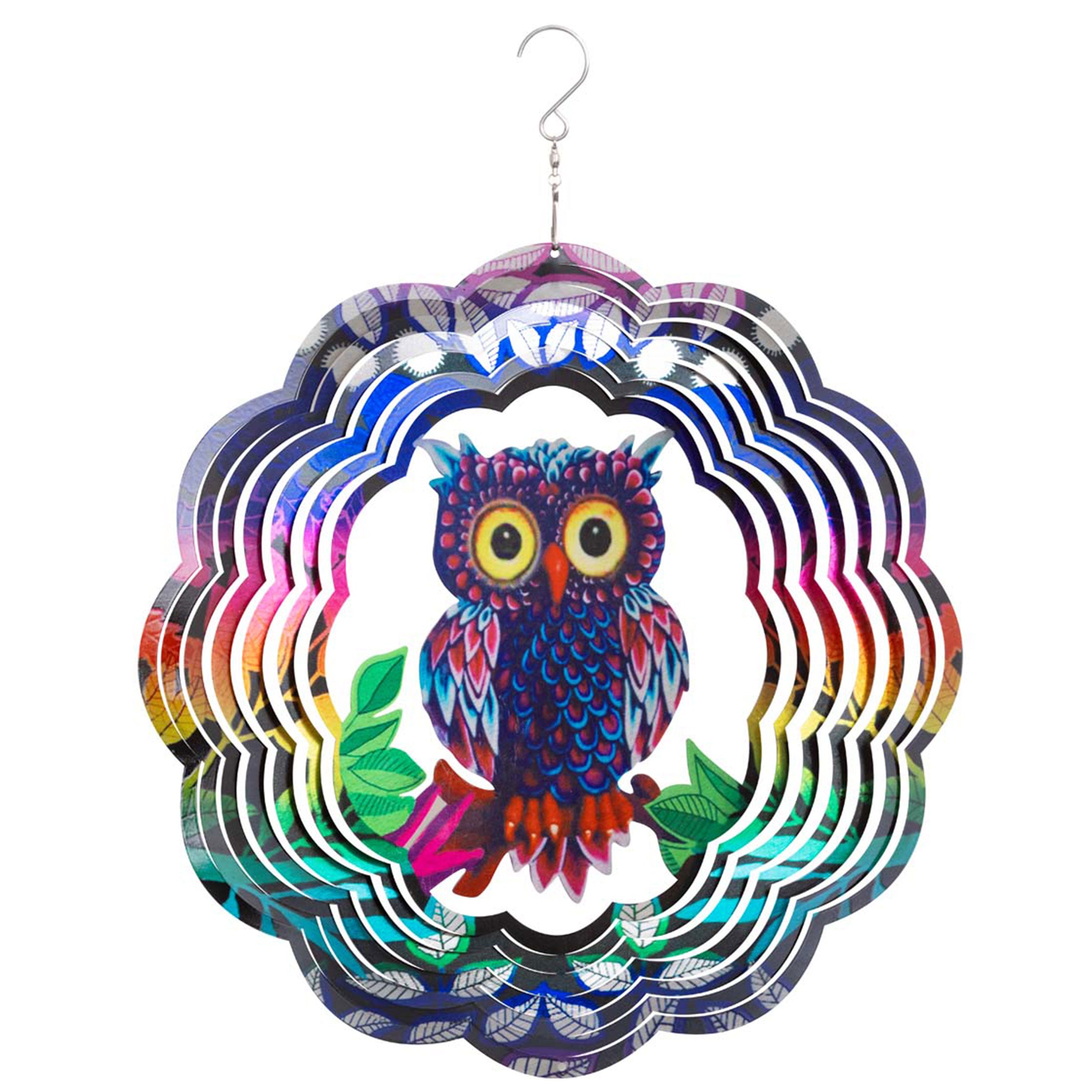 Kinetic Art Windspiel hängend Metall 3D Flashy Owl außergewöhnliche Windspiele Edelstahl