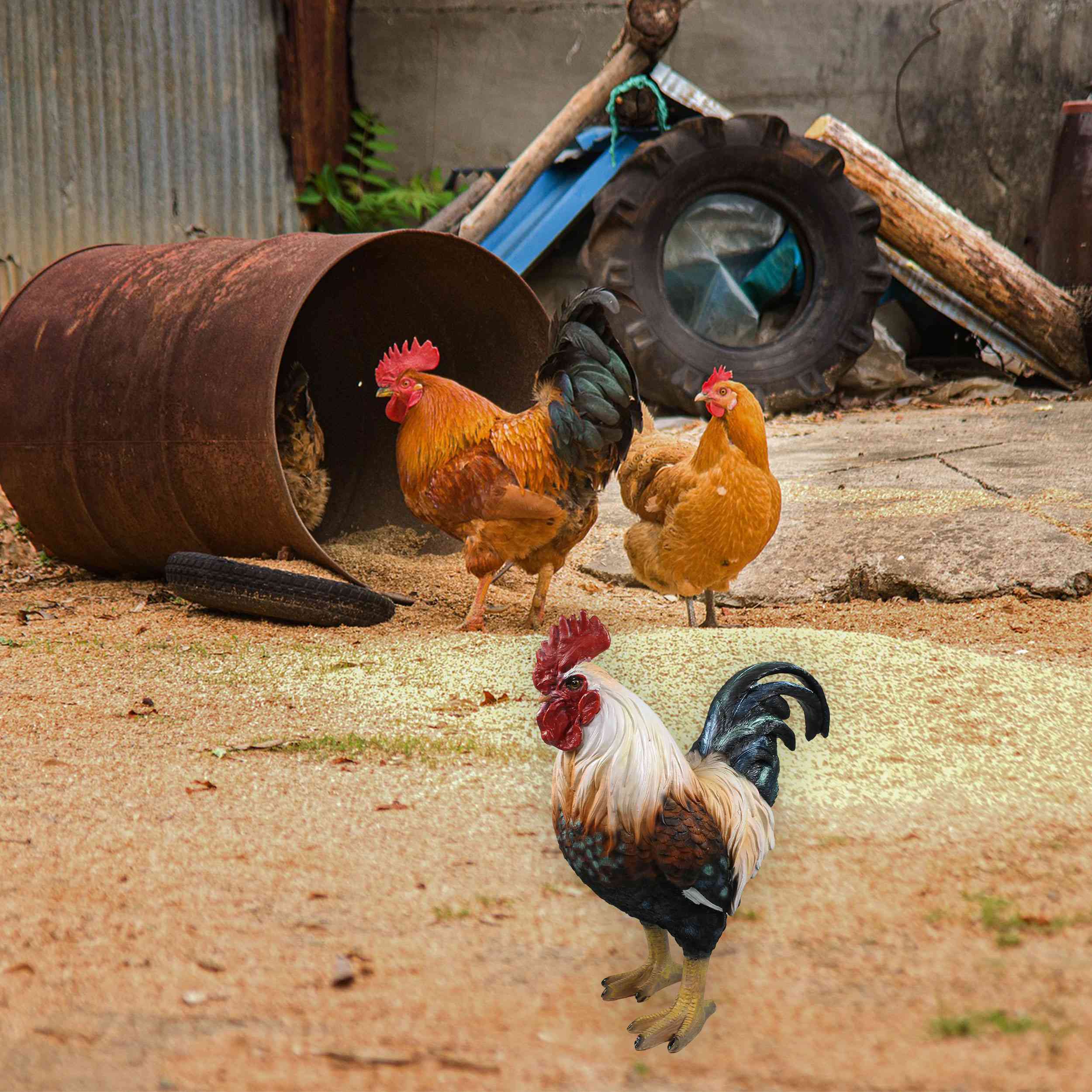 Hahn Figur stehend Deko Hahn Deko Huhn Gartenfigur Hahn