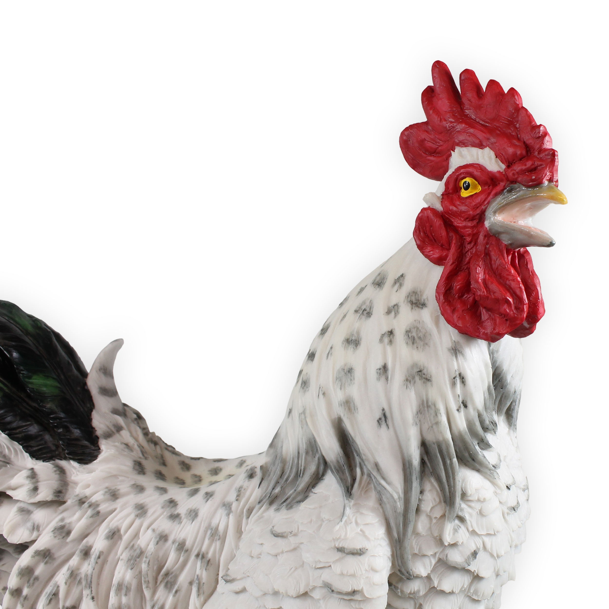 Deko Hahn Figur 47 cm weiß – detailreiche Gartenfigur aus Polyresin – wetterfest & standfest – Tierfigur Landhausstil