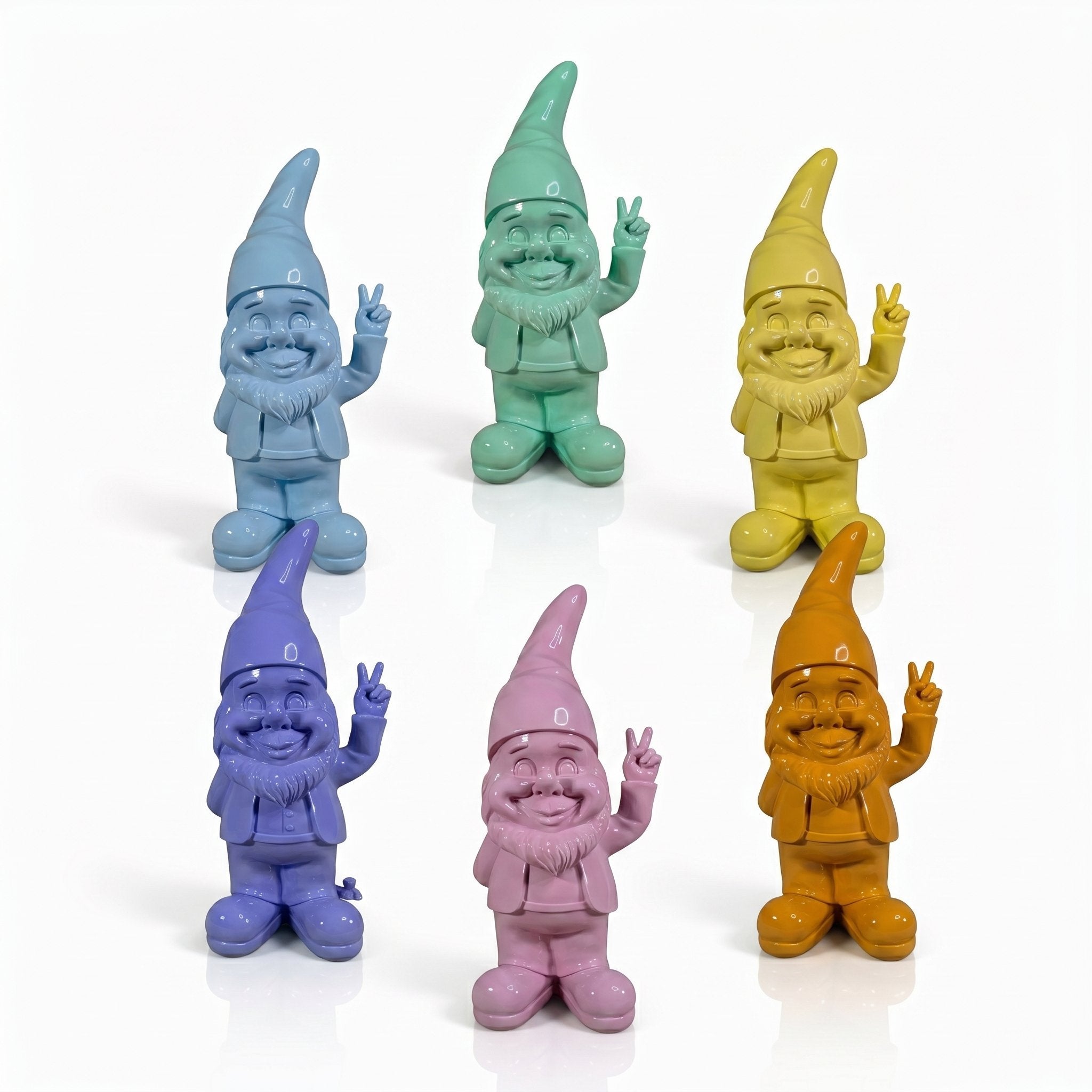 Gartenzwerg Peace Zeichen -GartenPoser- Zwerg Deko in Pastell Hochglanz 2 Größen 6 Farben (PeacePoser)