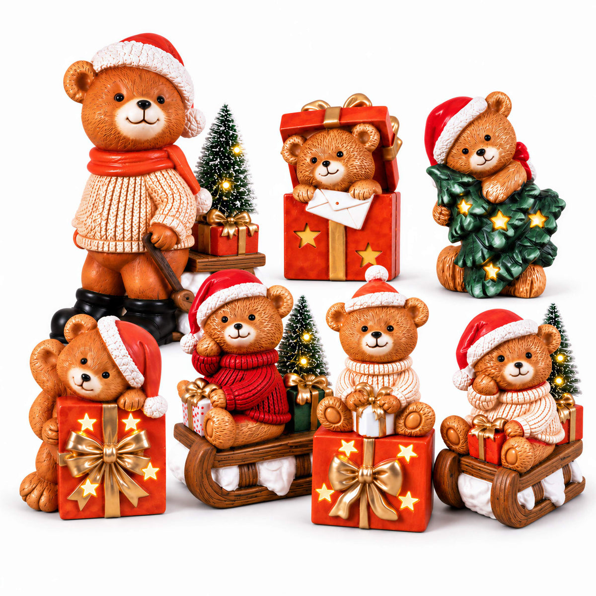 Bär Figur LED Weihnachtsdeko mit Batterie Weihnachtsbär Tischdeko Varianten