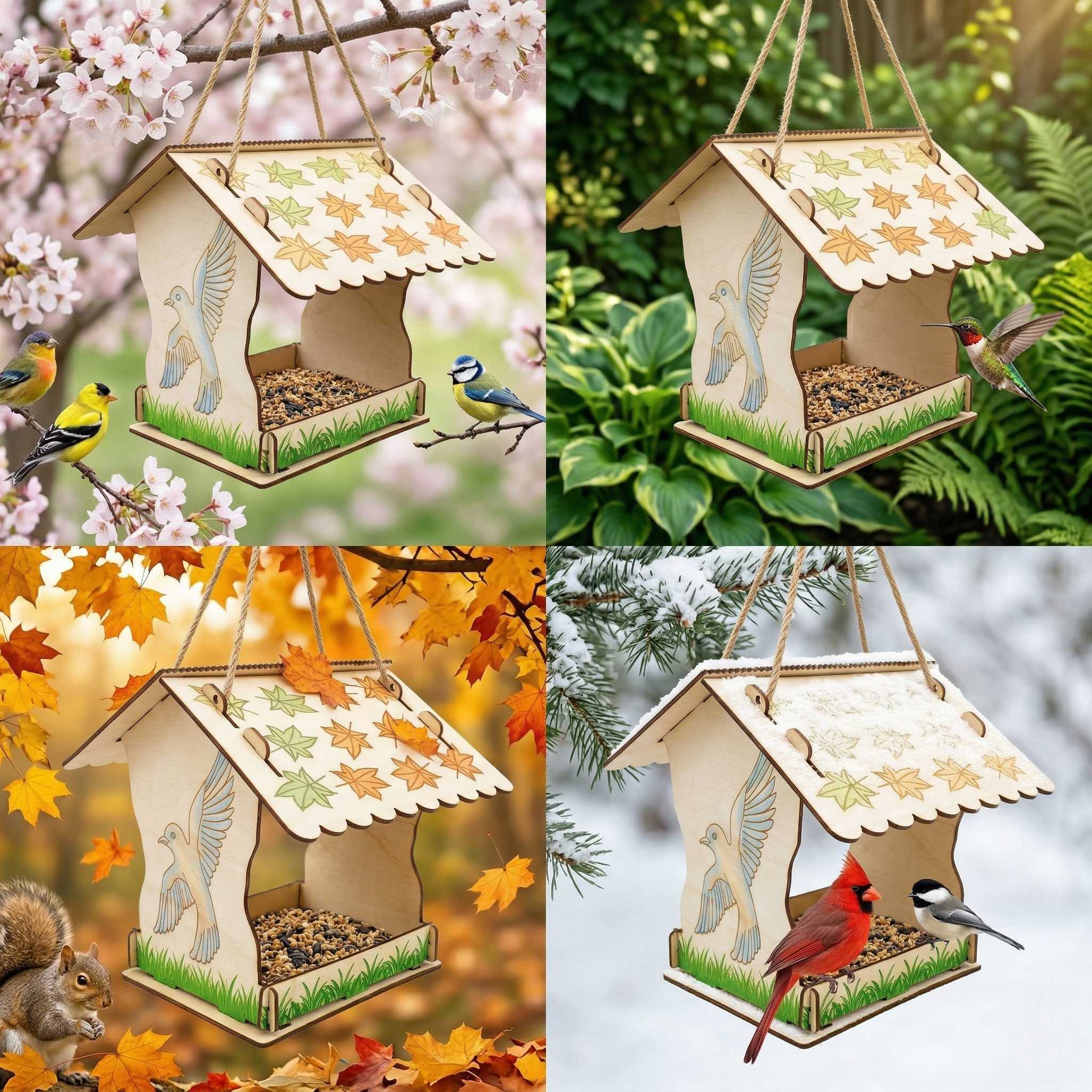 Vogelfutterhaus zum Bemalen Holz Vogelhaus Bausatz Kinder Futterhäuschen zum Hängen