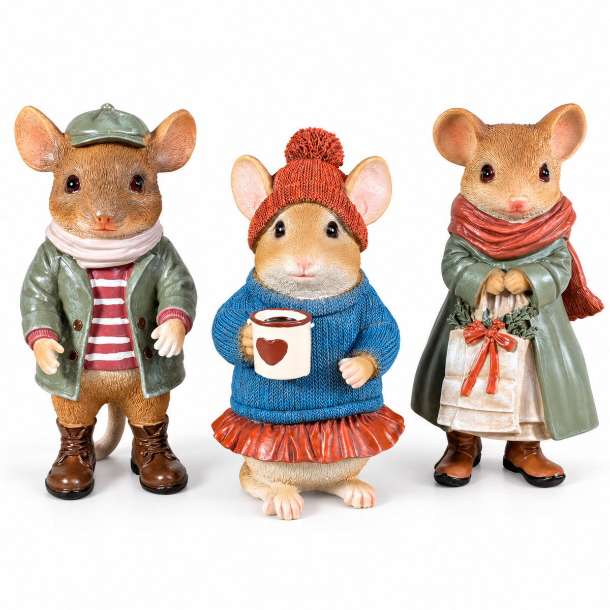 Weihnachtsdeko Mäuse Figuren Tischdeko Weihnachten Weihnachtsfiguren in 3 Motiven