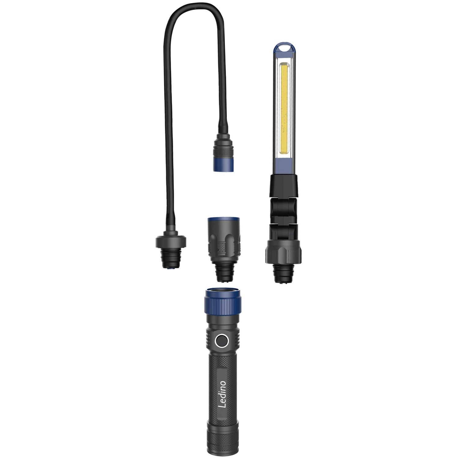 Ledino LED Inspektionsleuchte Mengede – kompaktes 4-teiliges Akku-Set mit Magnet & USB-C für Werkstatt & Garage