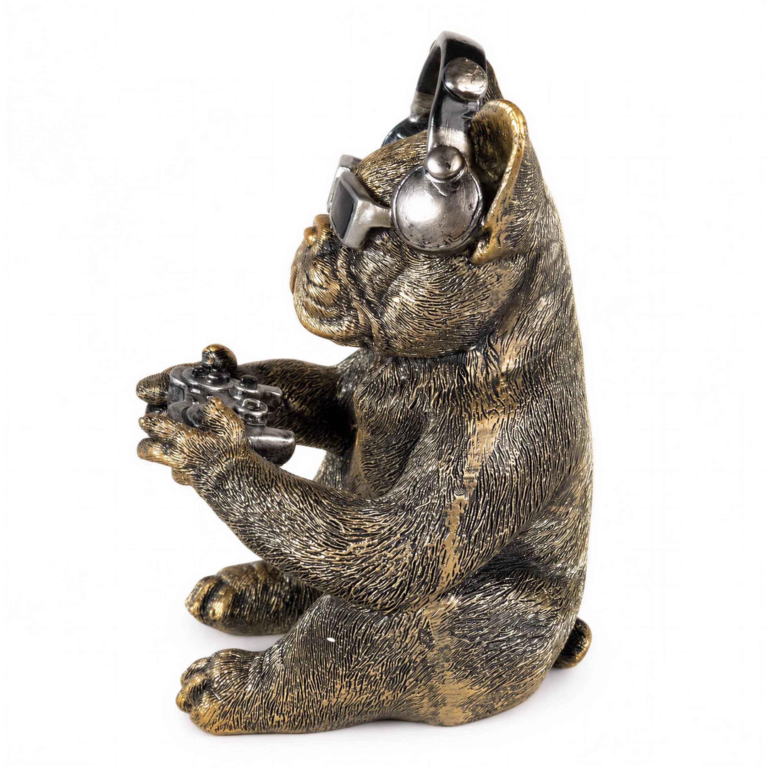 Gamer Hund Figur Urban Royals Hundefigur mit Controller Kopfhörer Gaming Deko