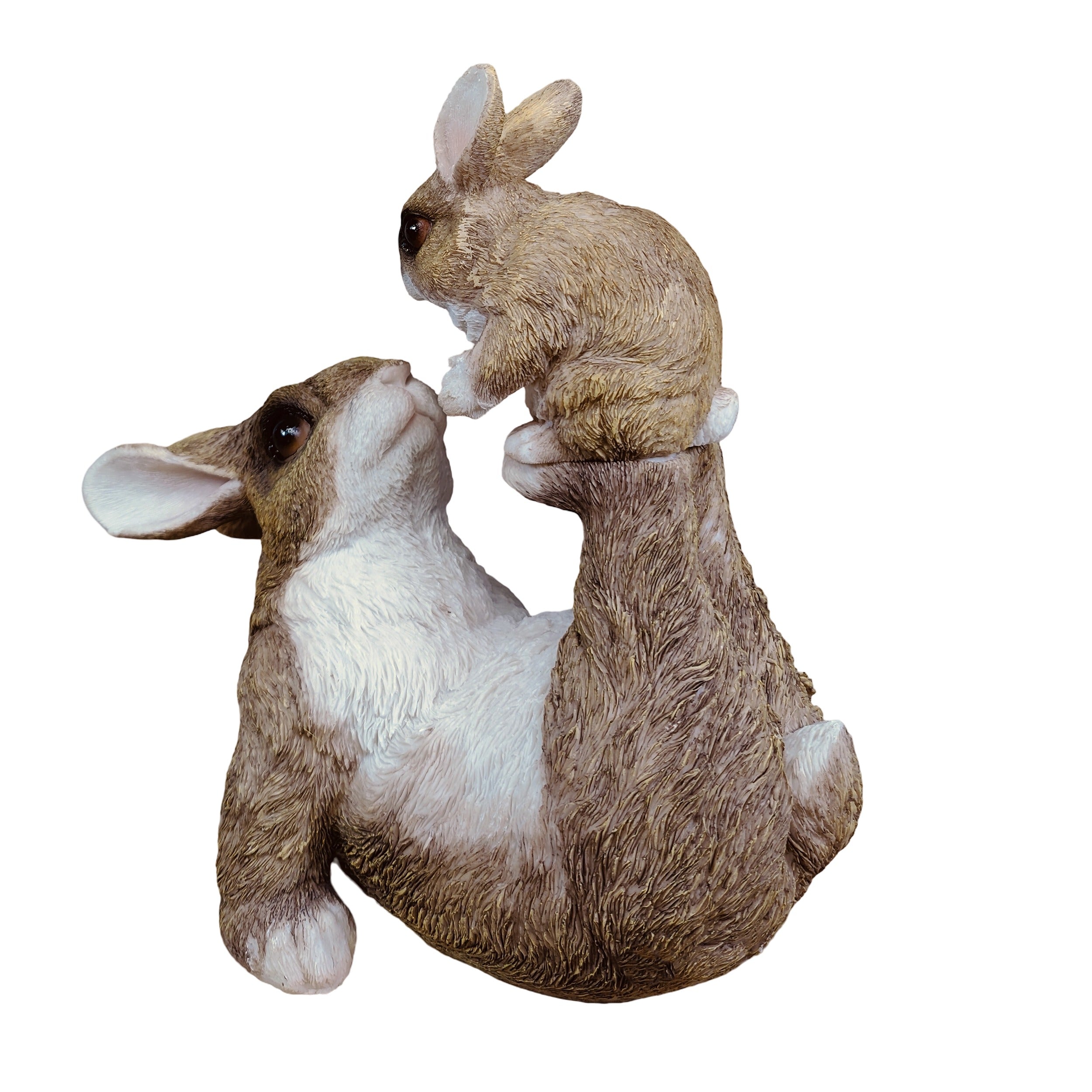 Hasenfigur mit Kind - Dekohase - Deko Osterhase und Osterhasen Figur für Ostern, Garten & Balkon