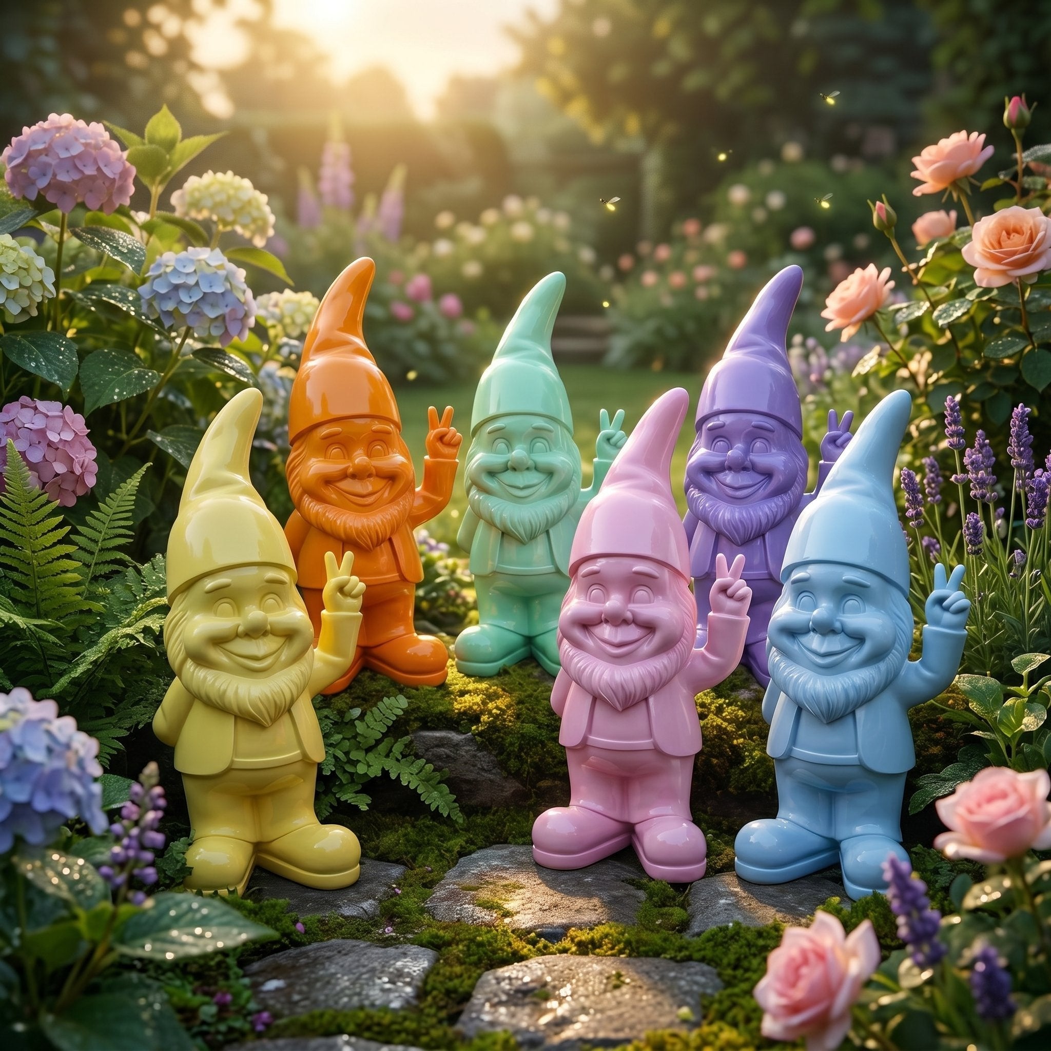 Gartenzwerg Peace Zeichen -GartenPoser- Zwerg Deko in Pastell Hochglanz 2 Größen 6 Farben (PeacePoser)