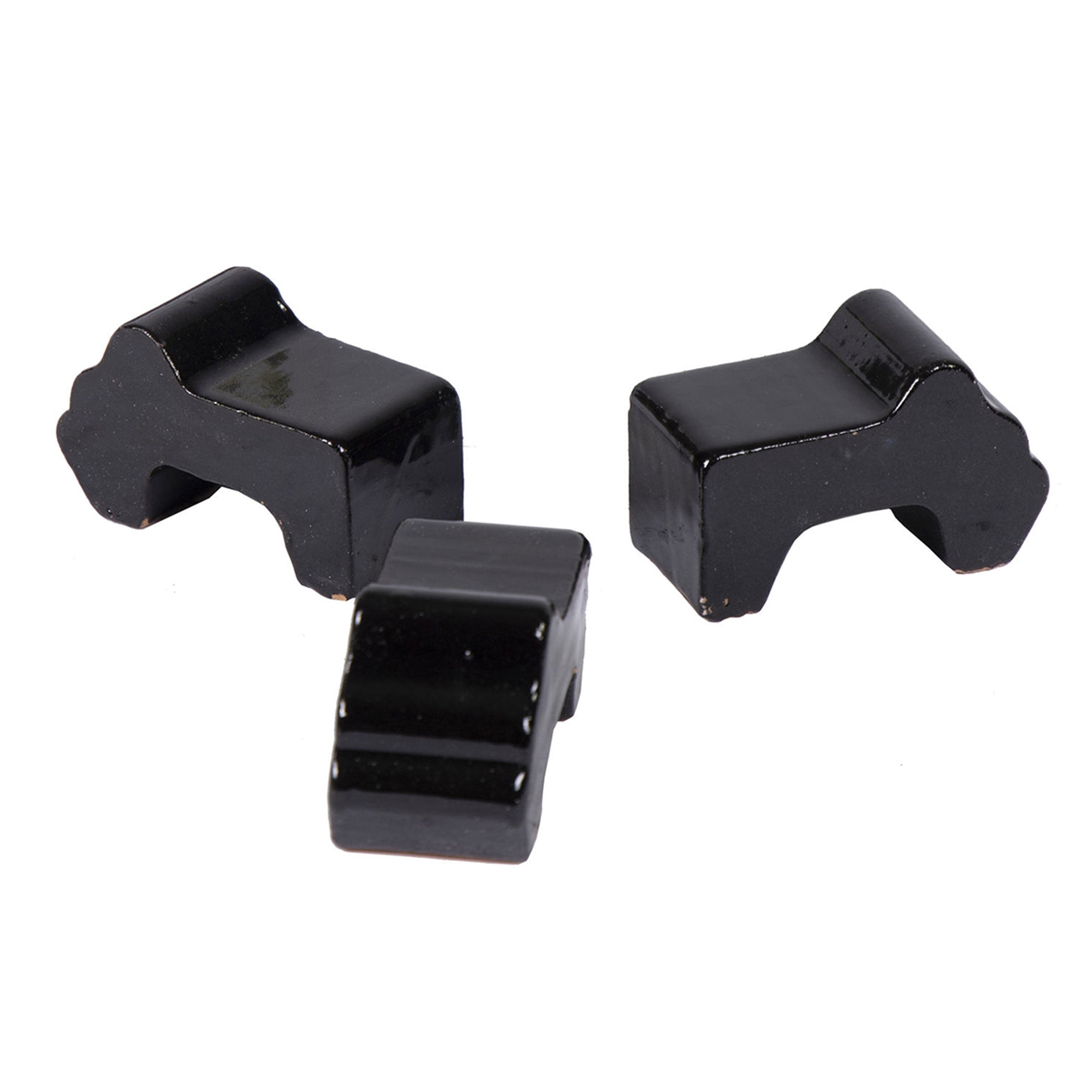 Füßchen für Blumenkübel 3er Set aus Ton | Blumentopf Füßchen glasiert schwarz | Kübelfüße - Untersetzer Terracotta