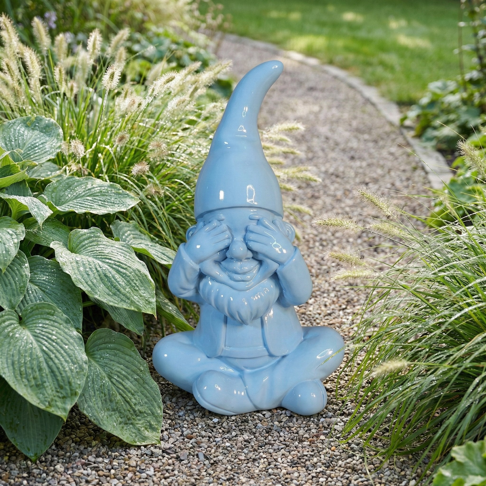 Gartenzwerg nichts sehen -GartenPoser- Zwerg Deko in Pastell Hochglanz 2 Größen 6 Farben (BlindPoser)