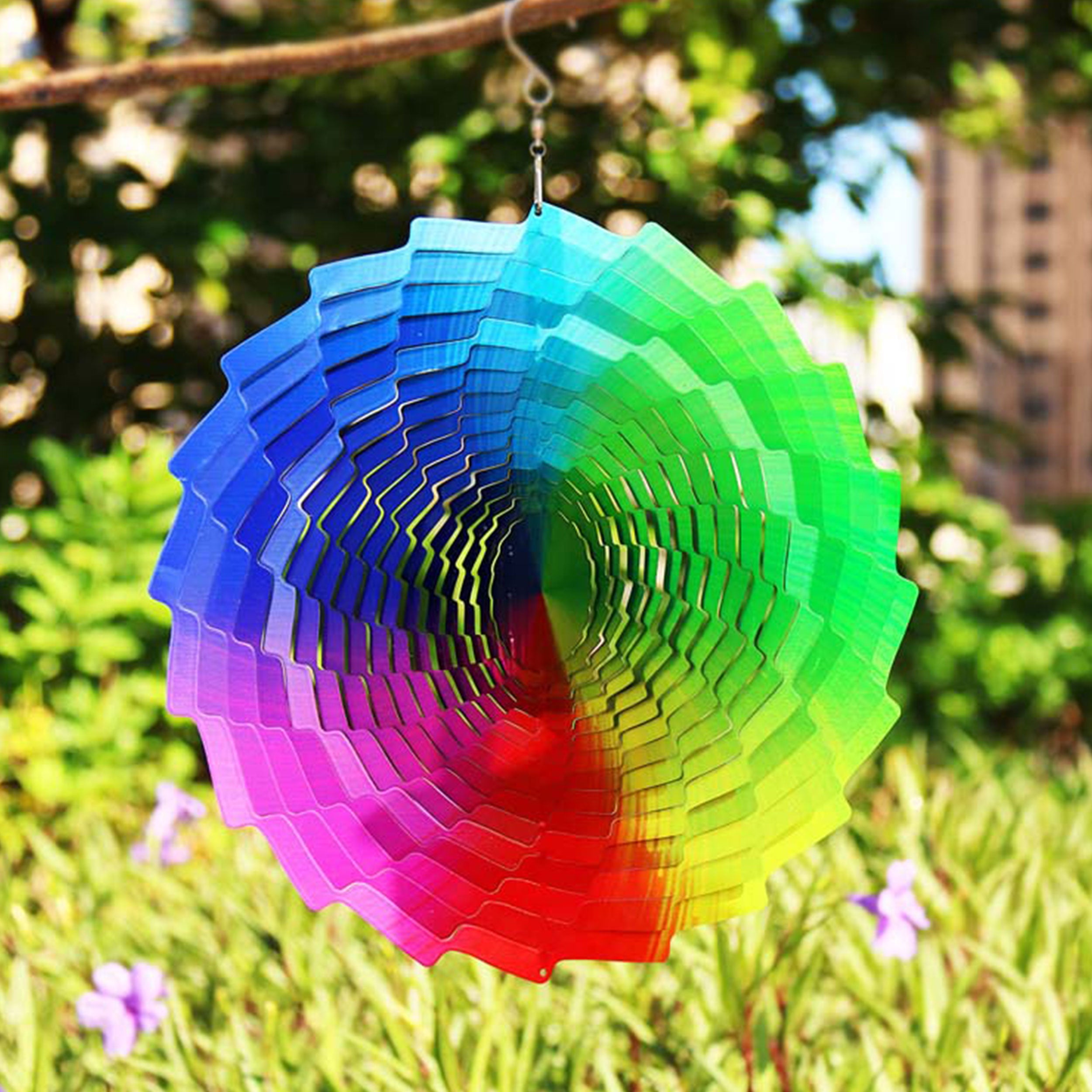 Kinetic Art Windspiel hängend Metall 3D Rainbow Fountain außergewöhnliche Windspiele Edelstahl