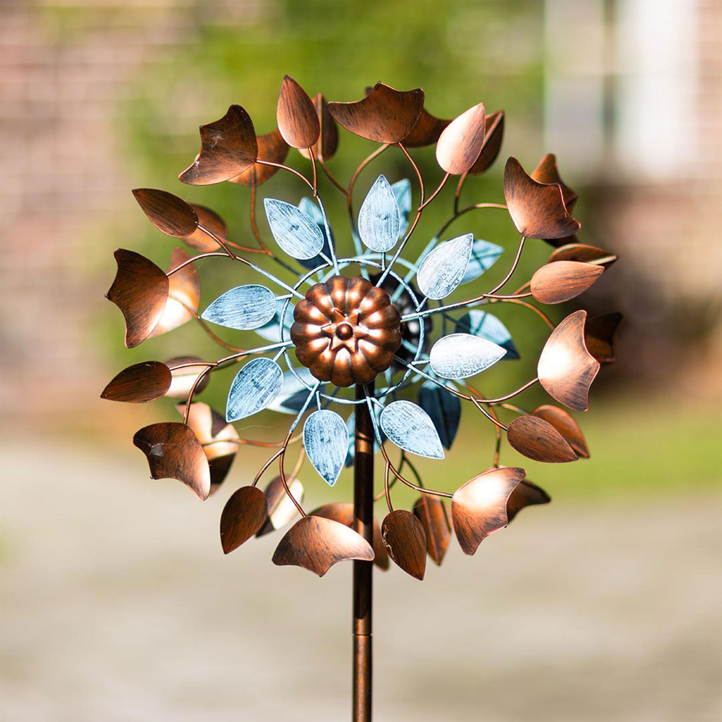 Kinetic Art Metall Windrad Copper Leaf Duett Windspiel Metall Garten Windrad stehend