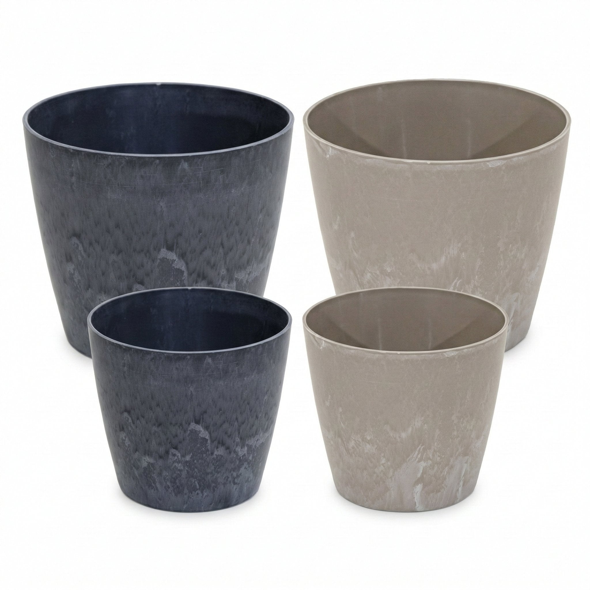 Blumentopf „Bullit“ Serie Stone – Pflanztopf rund aus recyceltem Kunststoff Anthrazit oder Sand