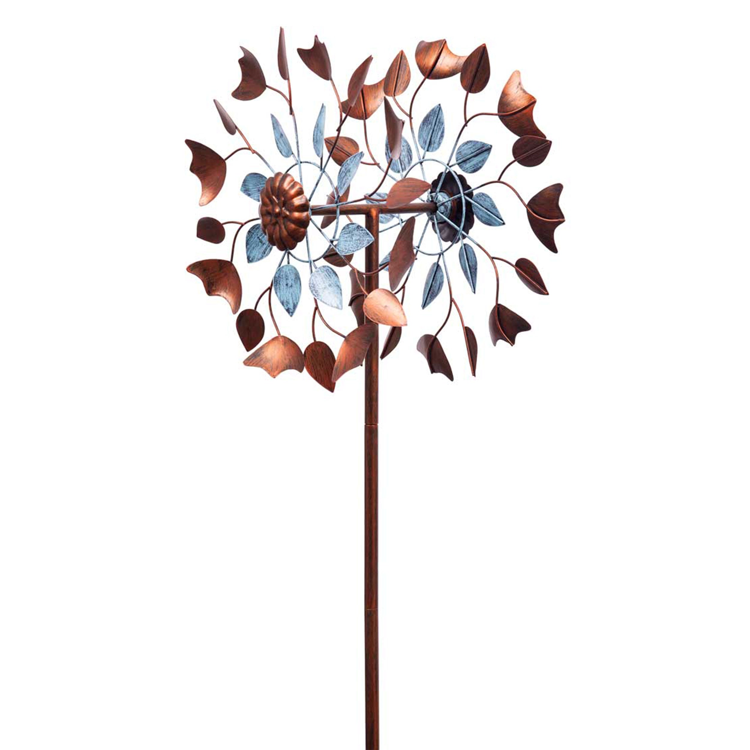 Kinetic Art Metall Windrad Copper Leaf Duett Windspiel Metall Garten Windrad stehend