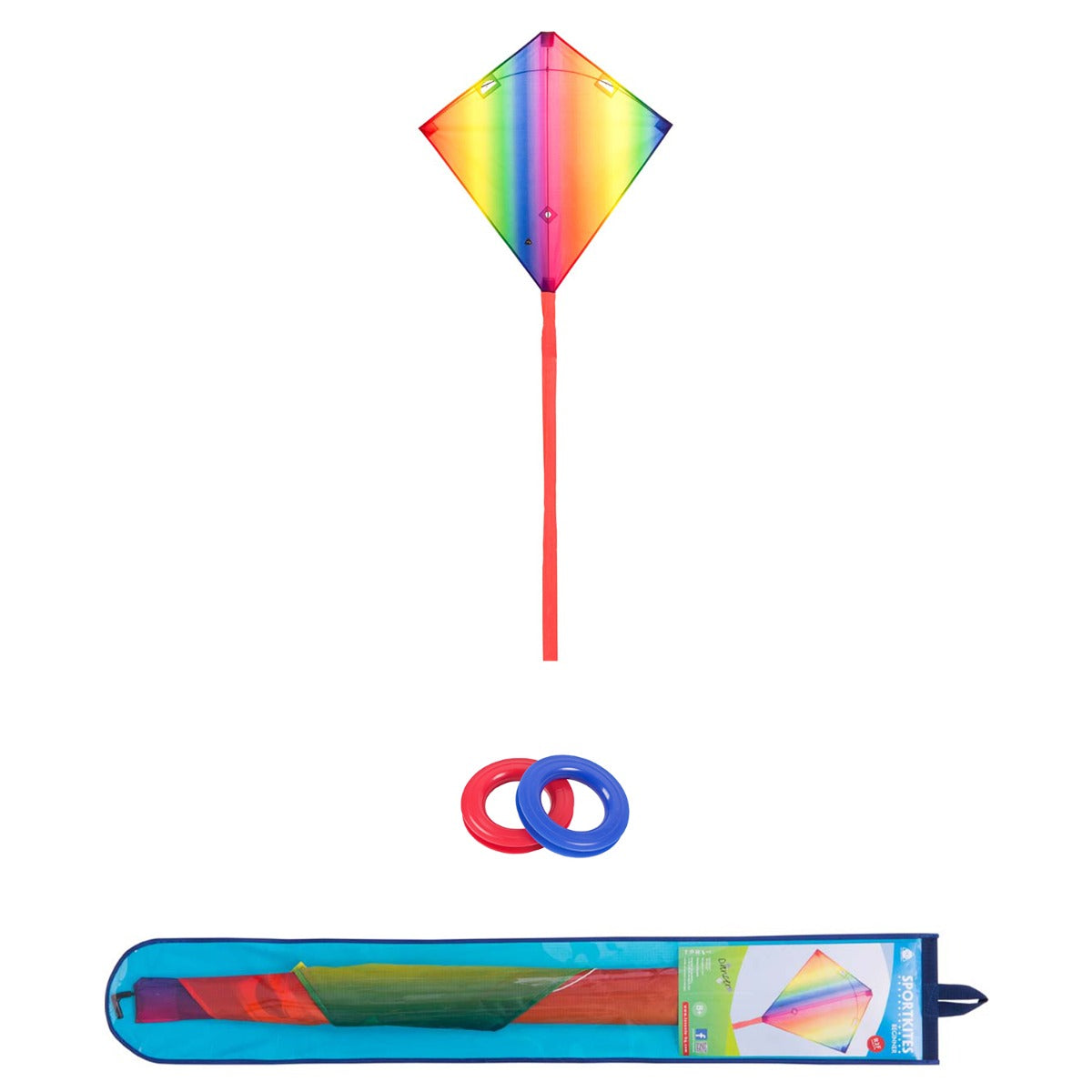 Kinderdrachen Zweileiner Lenkdrachen HQ Dancer Rainbow II inkl. 15 m Drachenschwanz Flugdrache