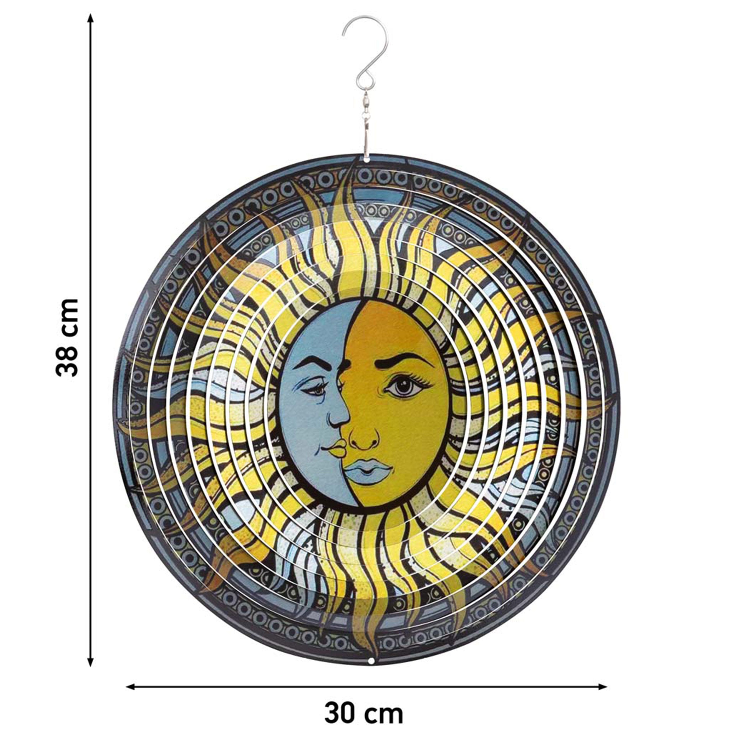 Kinetic Art Windspiel hängend Metall 3D Sun & Moon außergewöhnliche Windspiele Edelstahl