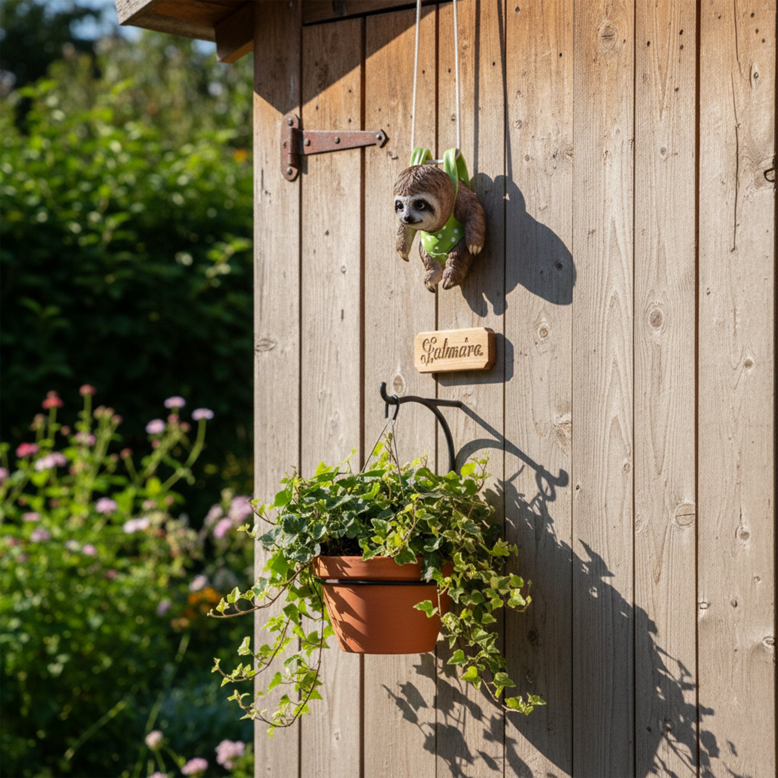 Faultier Figur hängend – Faultier Deko als lustige Gartenfigur zum Aufhängen in Gelb, Rosa oder Grün