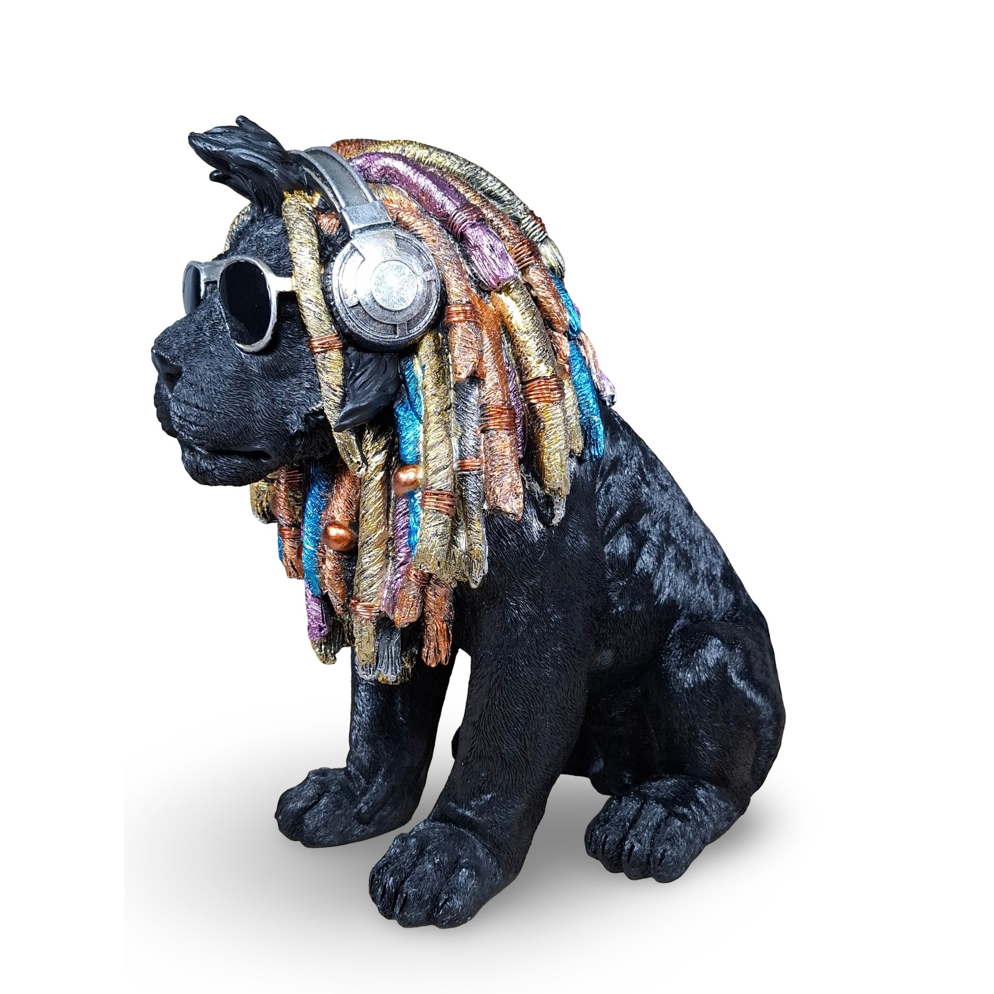 Deko Hund „Rasta Bob“ – handbemalte Hundefigur aus Polyresin, 2 Größen & Farben