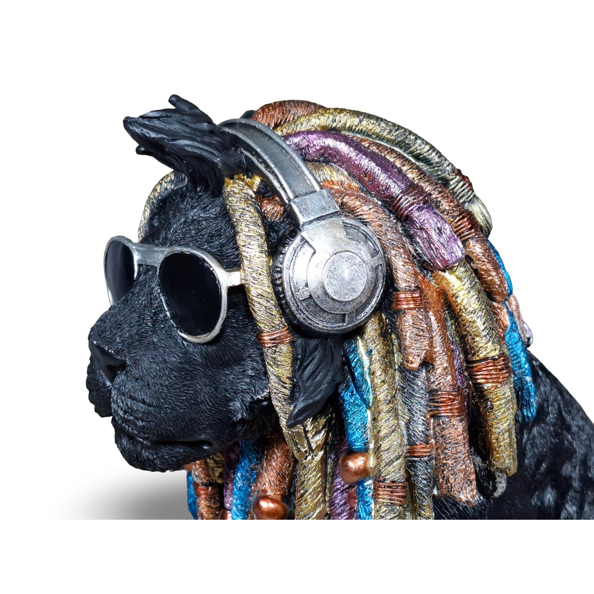 Deko Hund „Rasta Bob“ – handbemalte Hundefigur aus Polyresin, 2 Größen & Farben