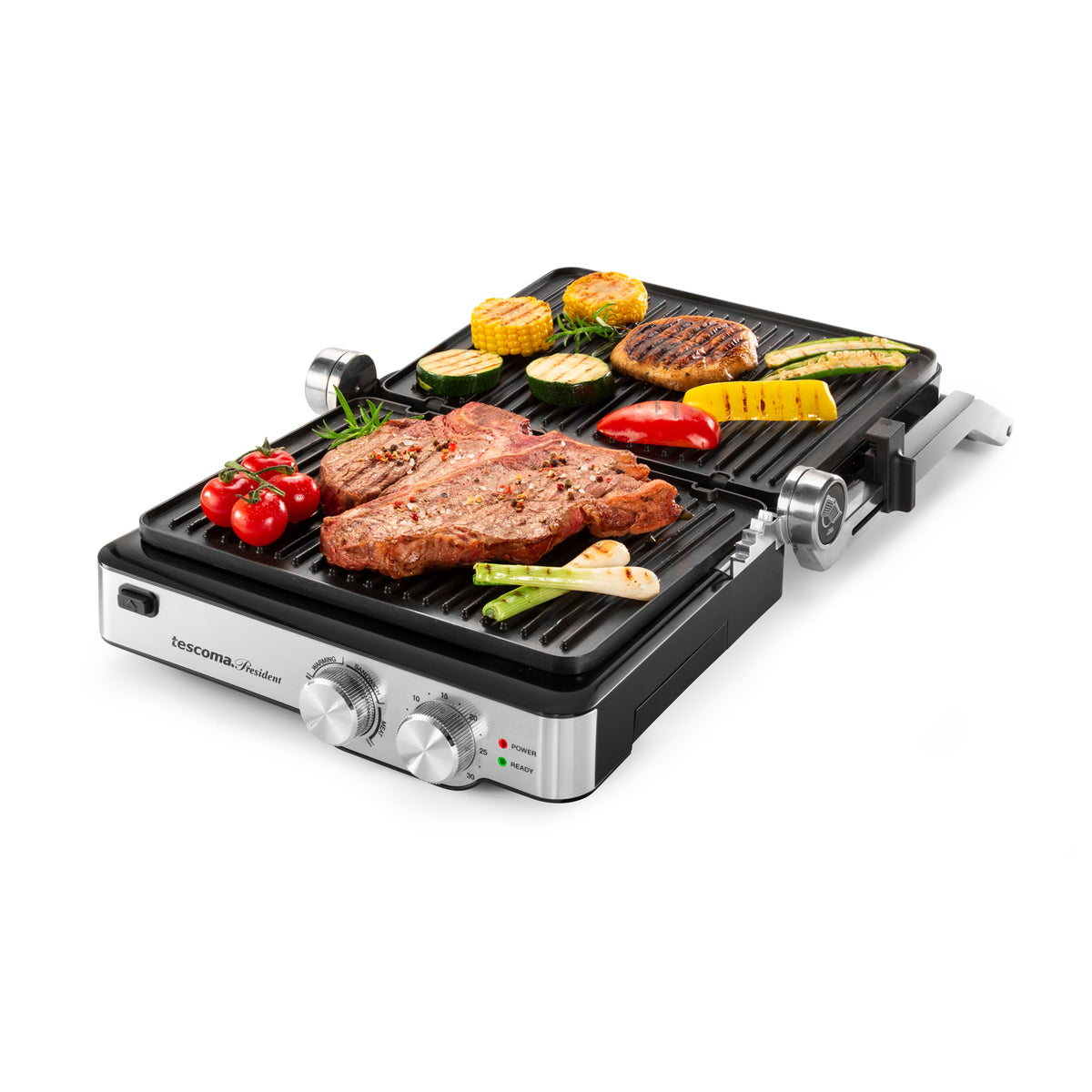 Kontaktgrill 2000 W Edelstahl Elektro Tischgrill Tescoma President