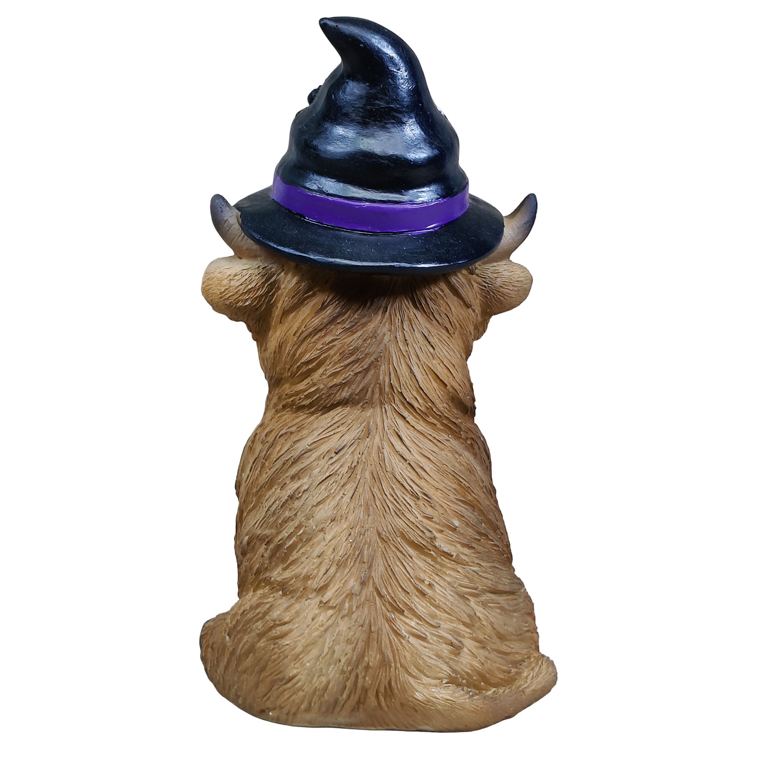 Dekofigur Highland Cattle Halloween – handbemalte Polyresinfigur für Herbst- & Halloween-Deko