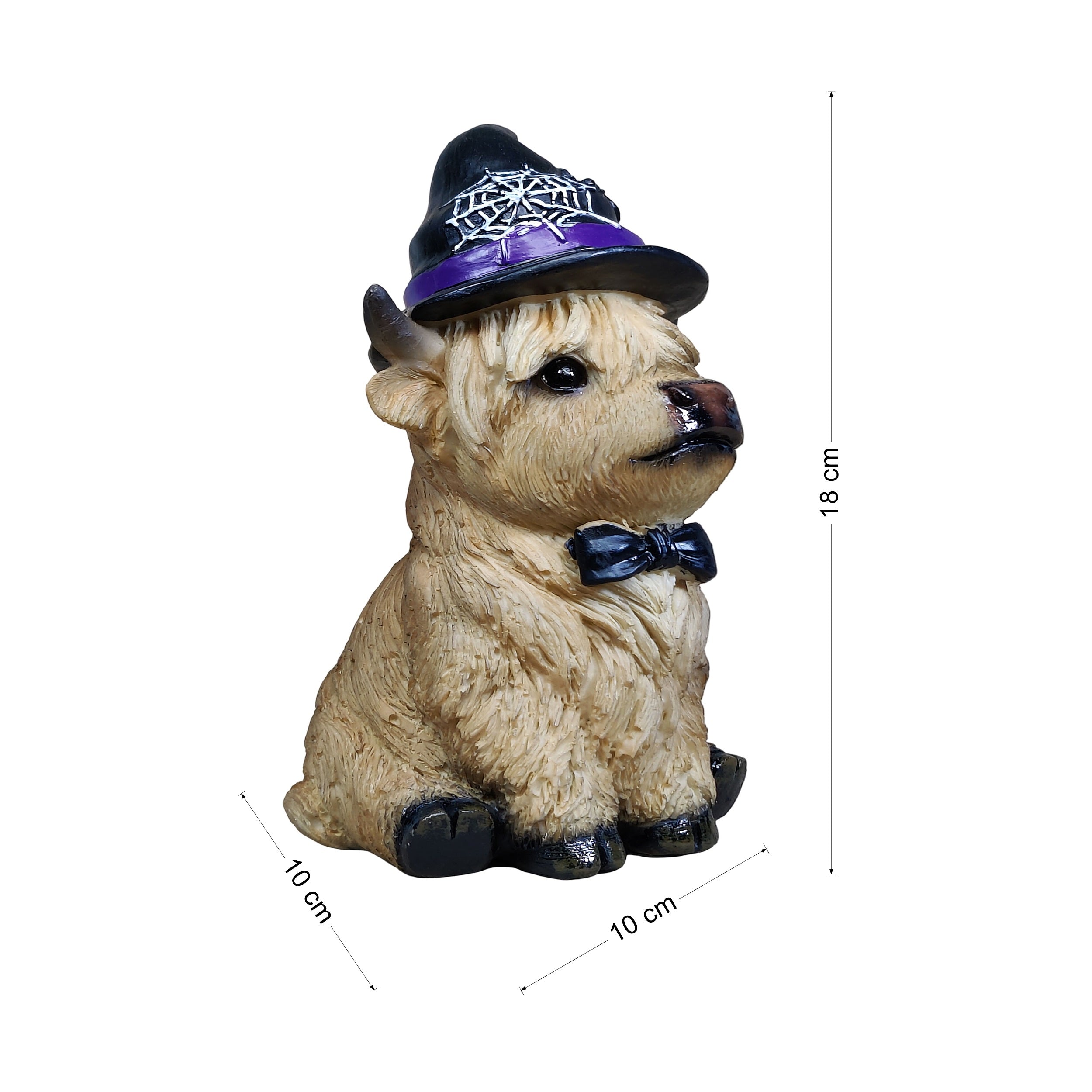 Dekofigur Highland Cattle Halloween – handbemalte Polyresinfigur für Herbst- & Halloween-Deko