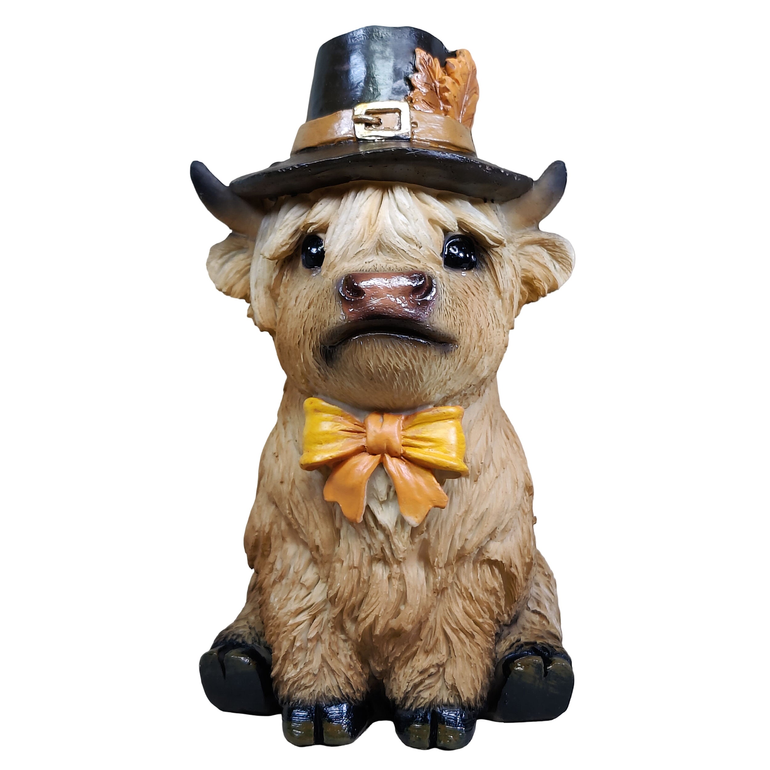 Dekofigur Highland Cattle Halloween – handbemalte Polyresinfigur für Herbst- & Halloween-Deko