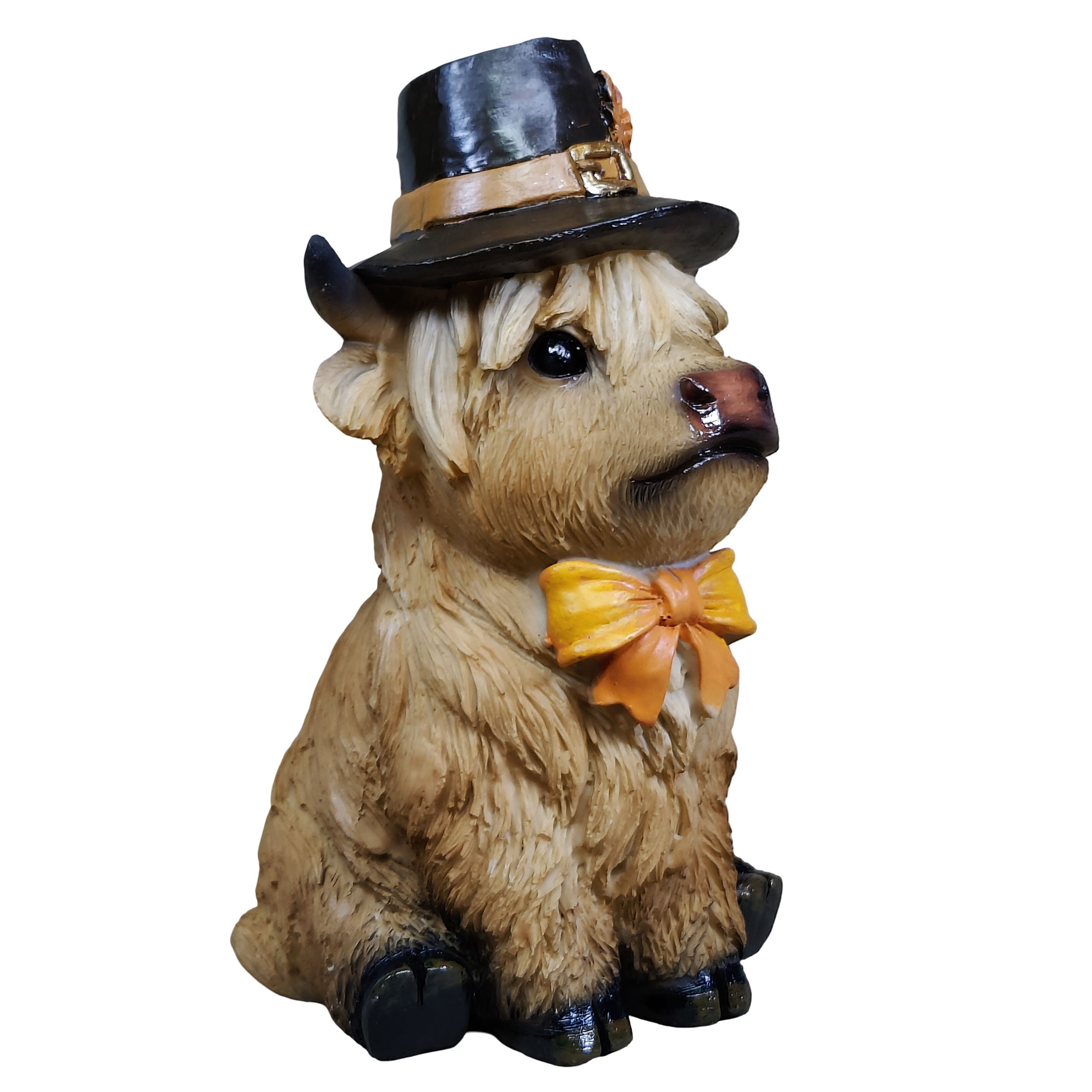 Dekofigur Highland Cattle Halloween – handbemalte Polyresinfigur für Herbst- & Halloween-Deko