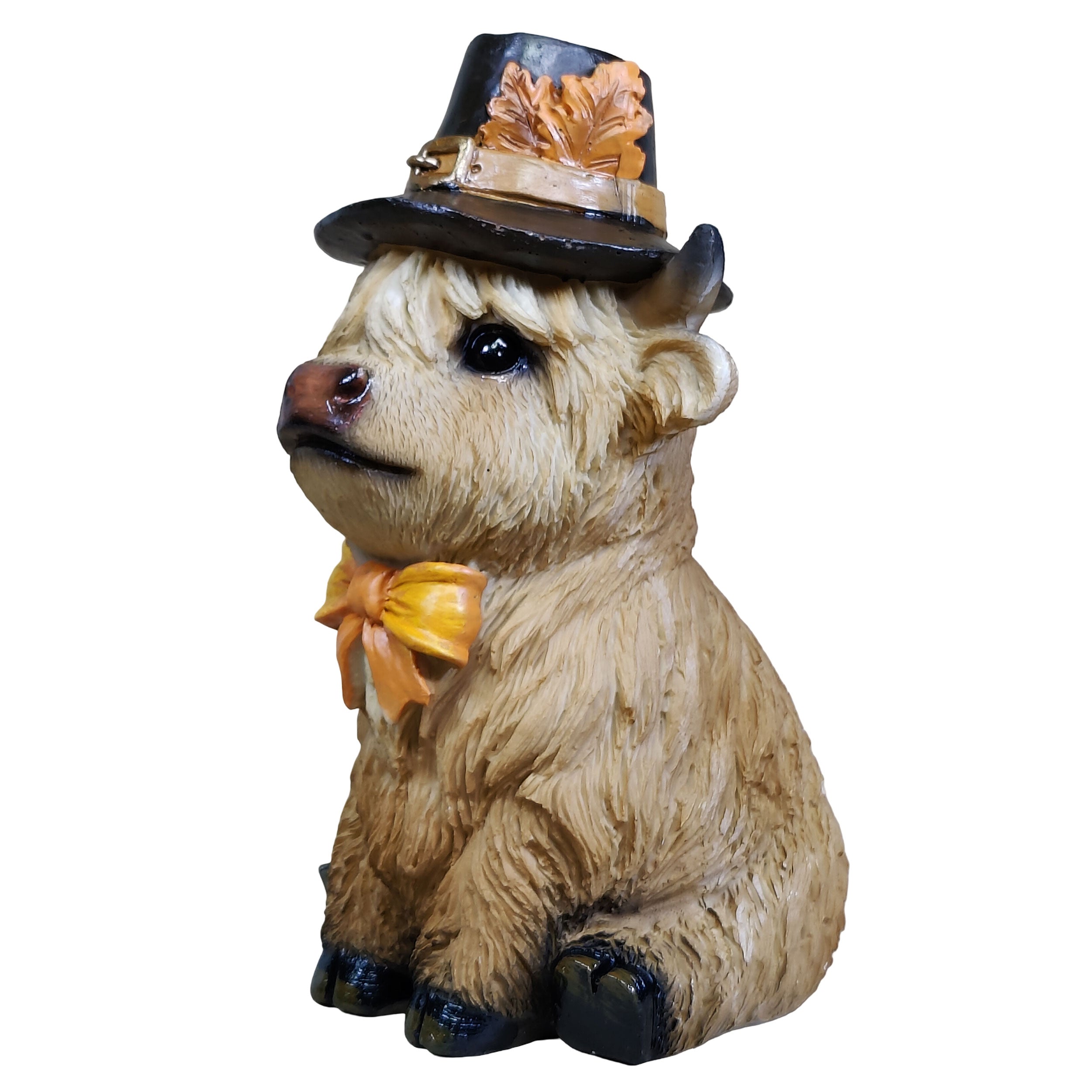 Dekofigur Highland Cattle Halloween – handbemalte Polyresinfigur für Herbst- & Halloween-Deko