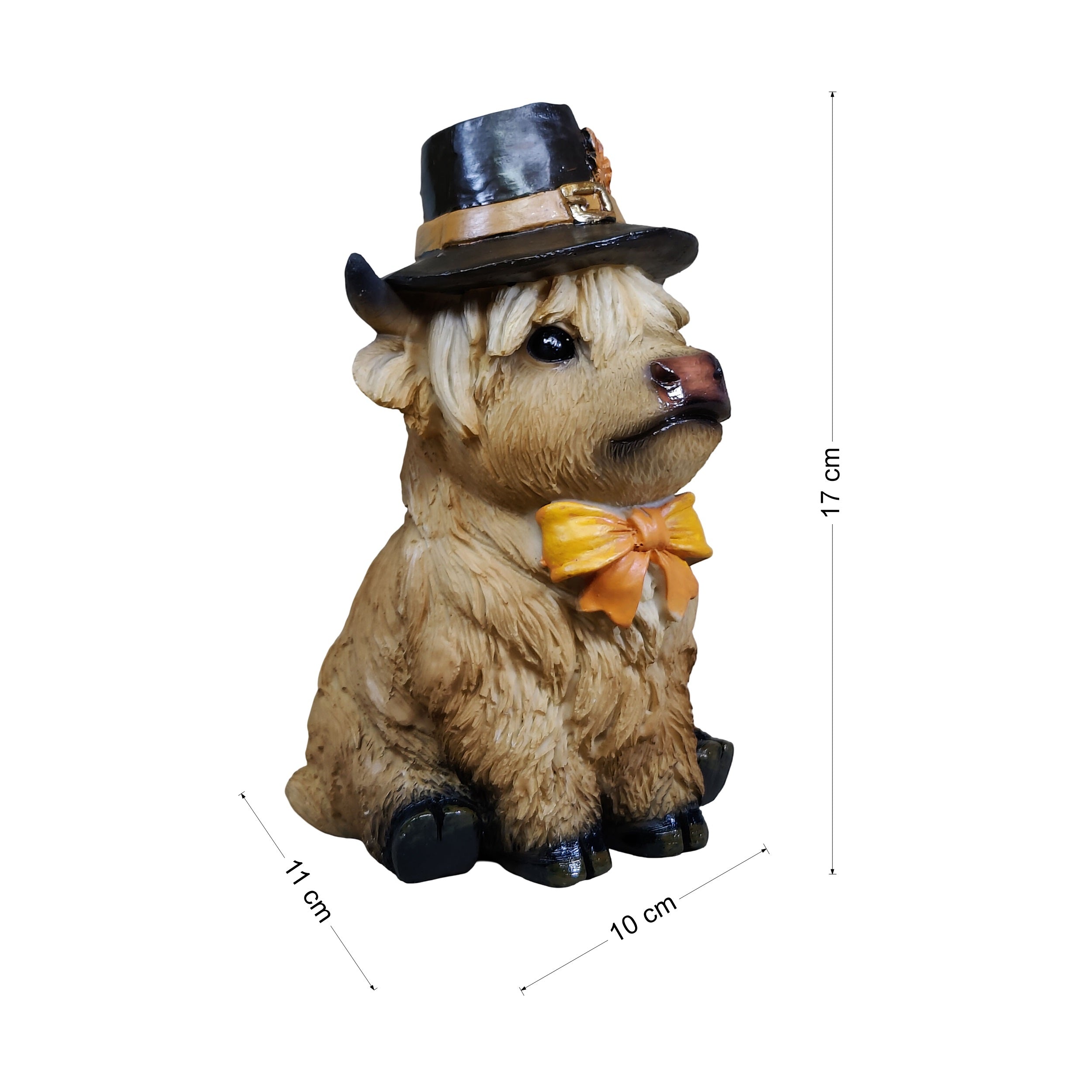 Dekofigur Highland Cattle Halloween – handbemalte Polyresinfigur für Herbst- & Halloween-Deko