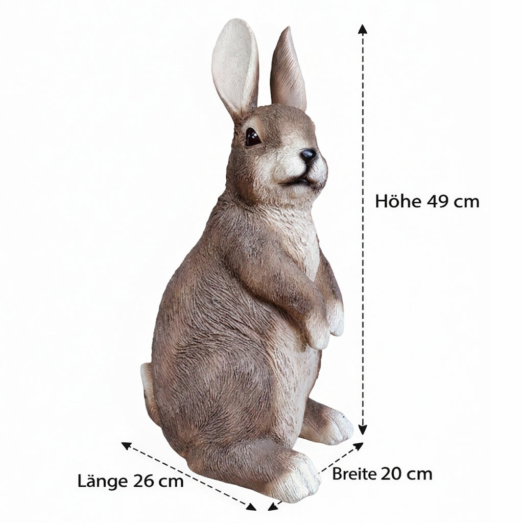 Gartenfigur Hase realistische Hasenfigur als Deko Hase – Osterhase als Deko für Ostern zu Hause und Garten