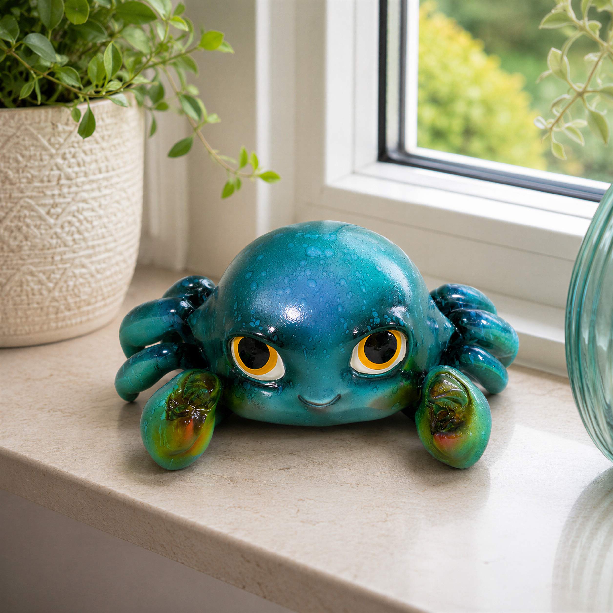 GlossiBande Krabbe Figur glänzend Deko Krabbe groß oder klein in Blau und Orange