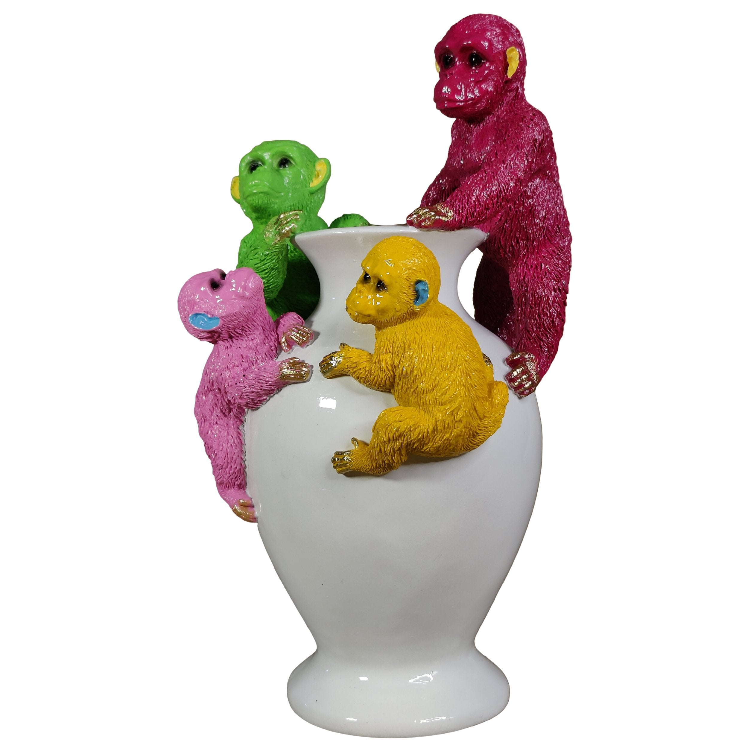 Kunstblumen Vase Deko Vase modern – Designer Vasen mit Tieren Papagei Affe Echse Tischdeko Vase bunt
