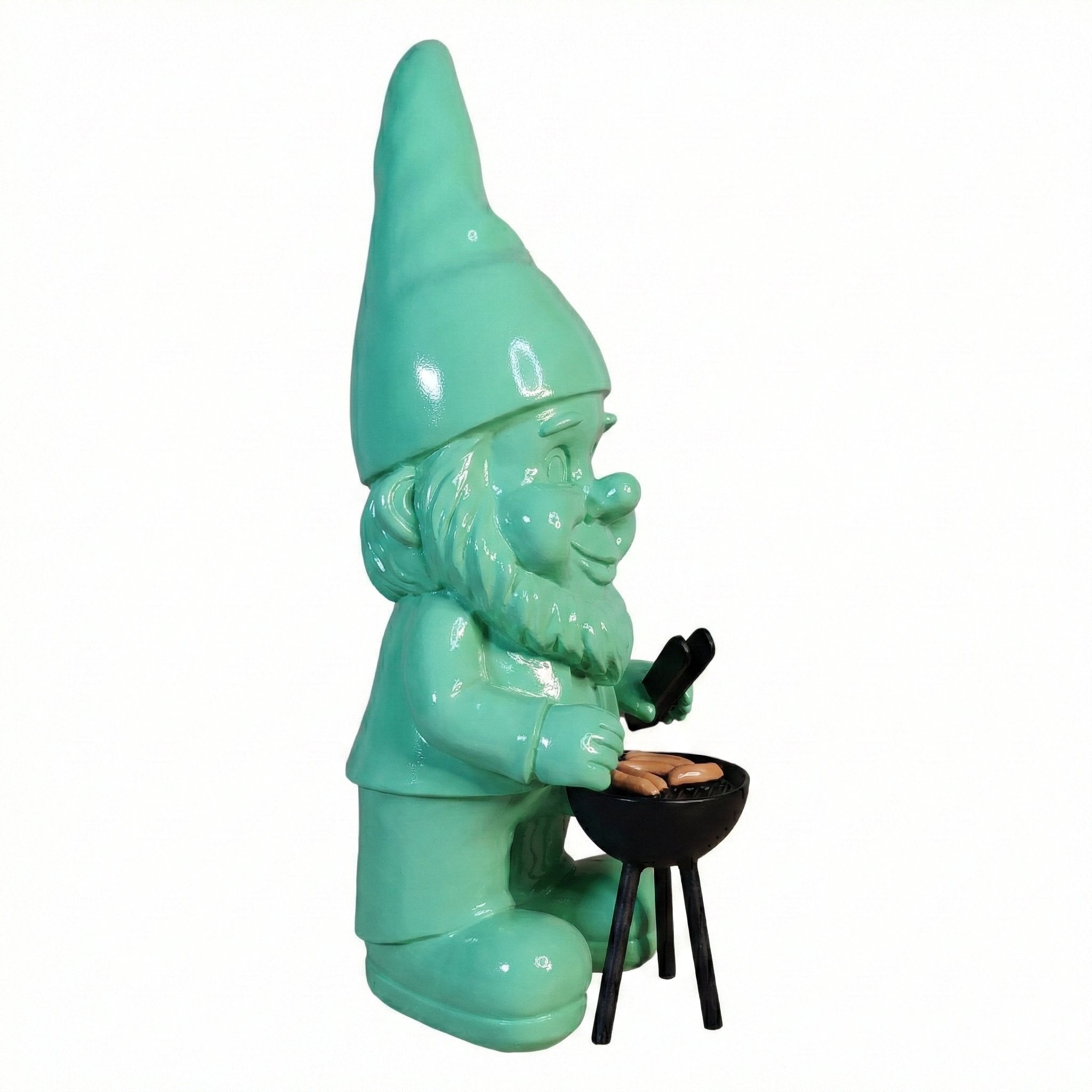 Gartenzwerg am Grill -GartenPoser- Zwerg Deko in Pastell Hochglanz 2 Größen 6 Farben (GrillPoser)