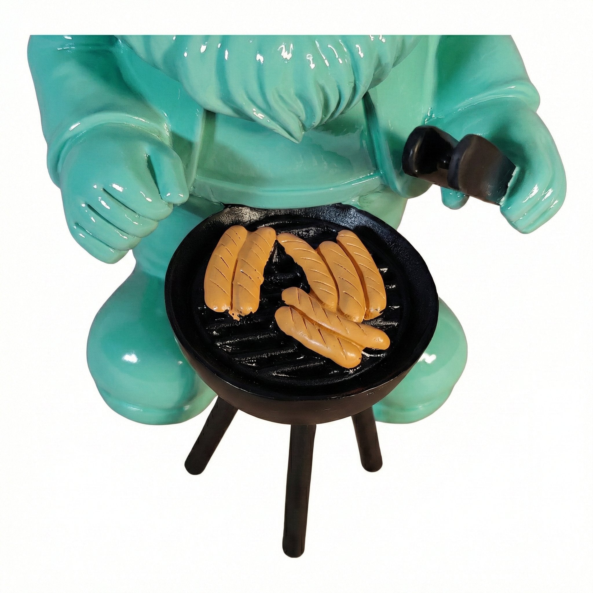 Gartenzwerg am Grill -GartenPoser- Zwerg Deko in Pastell Hochglanz 2 Größen 6 Farben (GrillPoser)