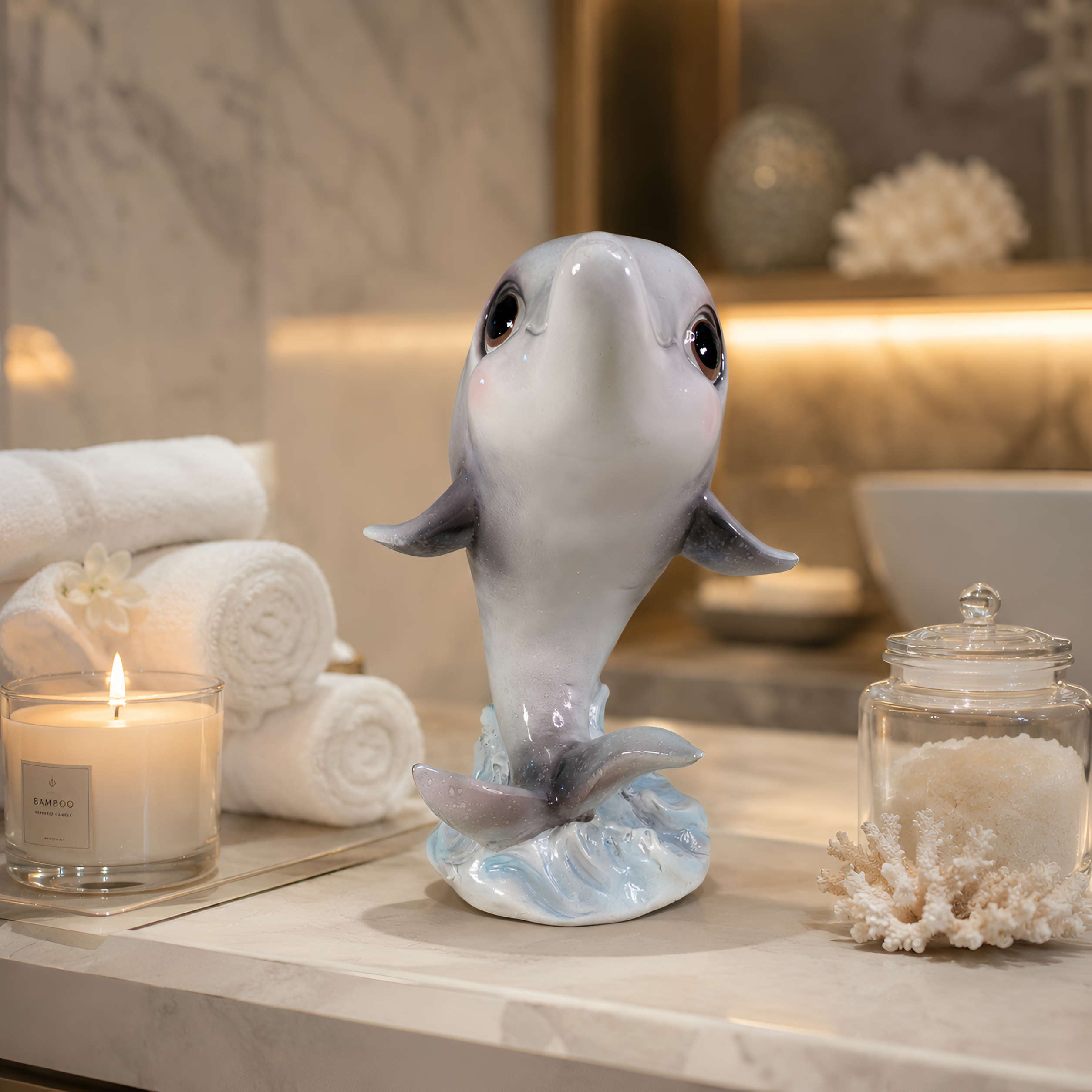 Delfin Figur glänzend klein & groß für maritime Deko innen & außen