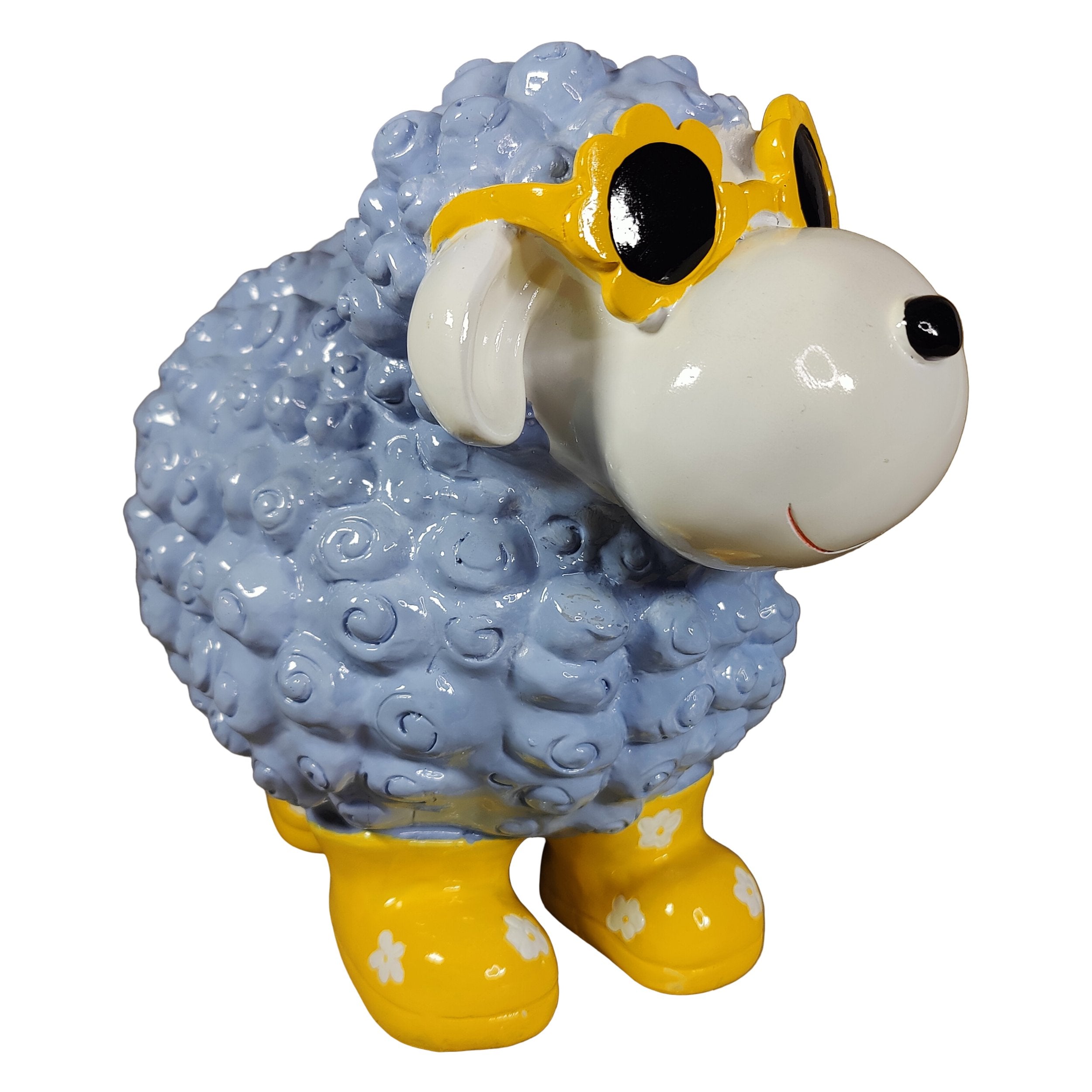 Schaf Figur mit Blumenbrille Deko Schaf Gartenfigur Schaf bunte Gartenschafe für Haus und Garten