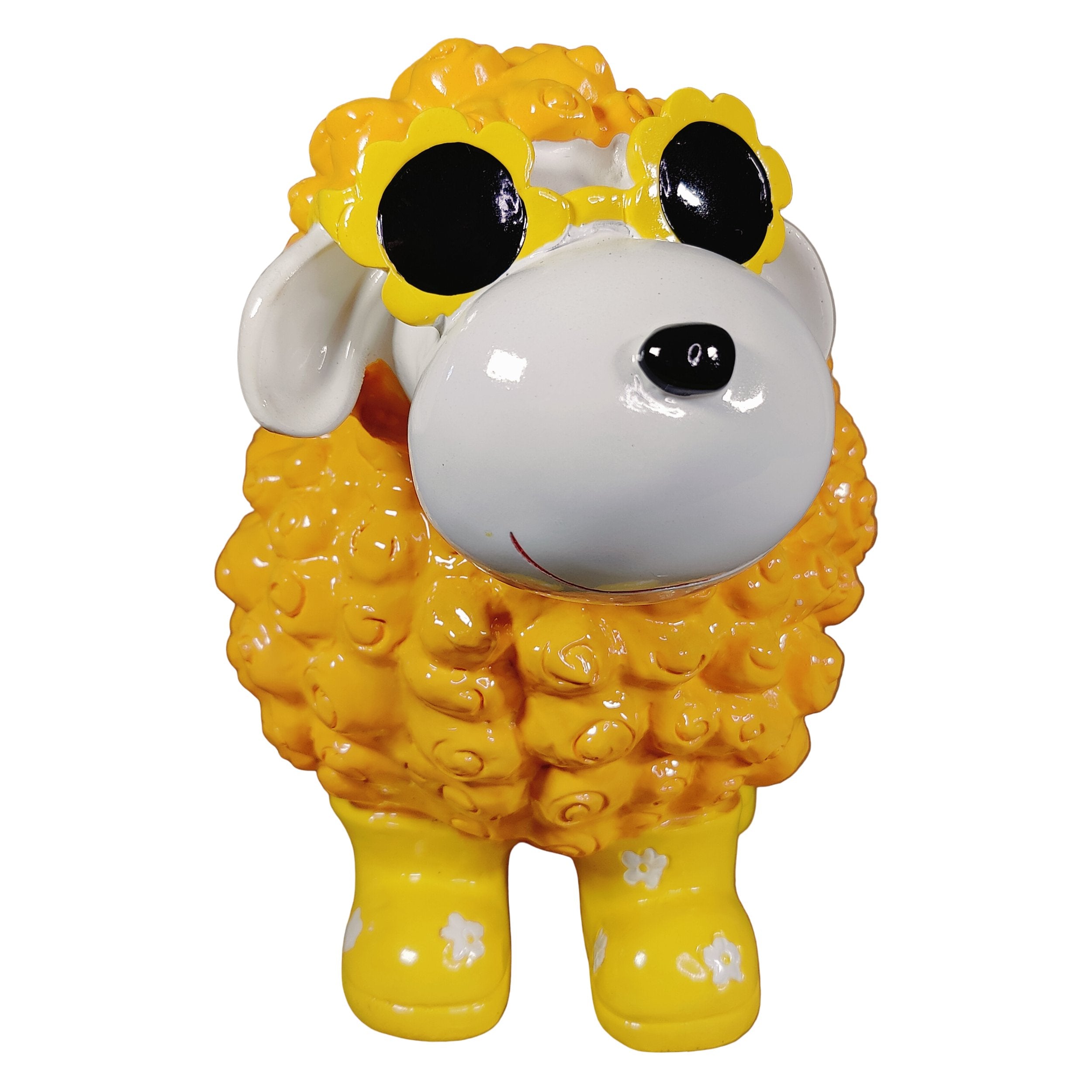 Schaf Figur mit Blumenbrille Deko Schaf Gartenfigur Schaf bunte Gartenschafe für Haus und Garten
