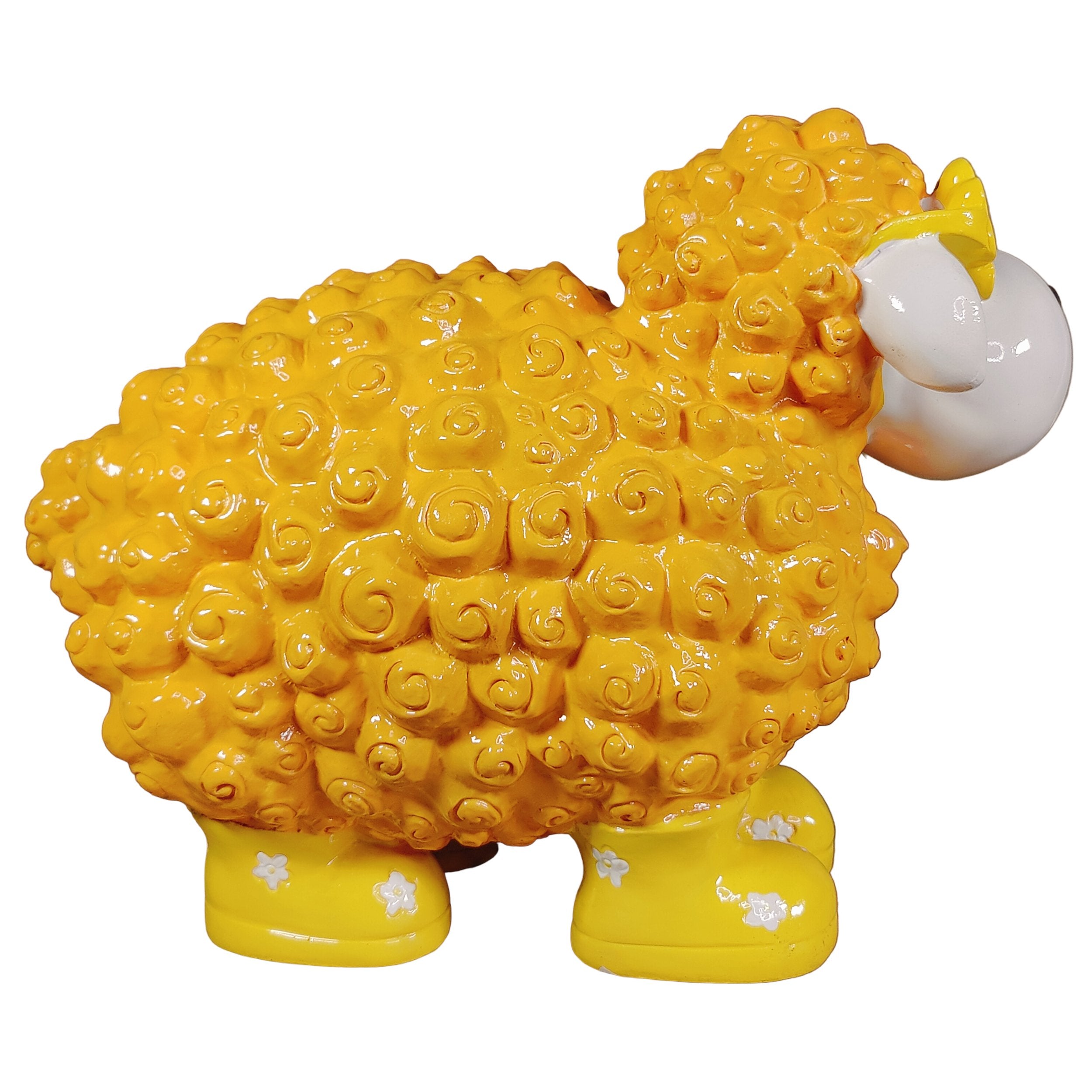 Schaf Figur mit Blumenbrille Deko Schaf Gartenfigur Schaf bunte Gartenschafe für Haus und Garten