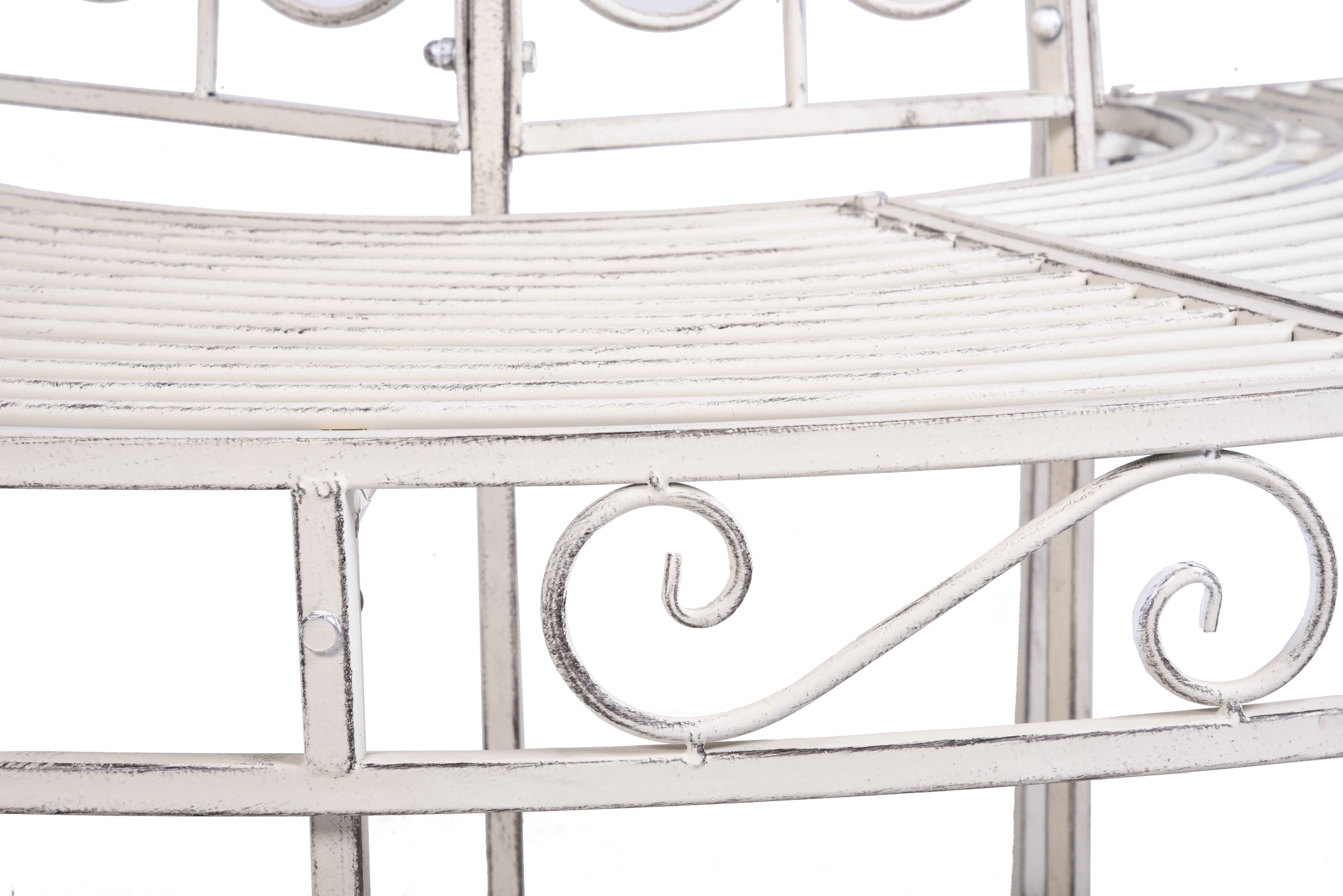 Baumbank VARDA Halbkreis-Bank Gartenbank Garden Pleasure robust elegant antik-weiß Outdoor pulverbeschichtet