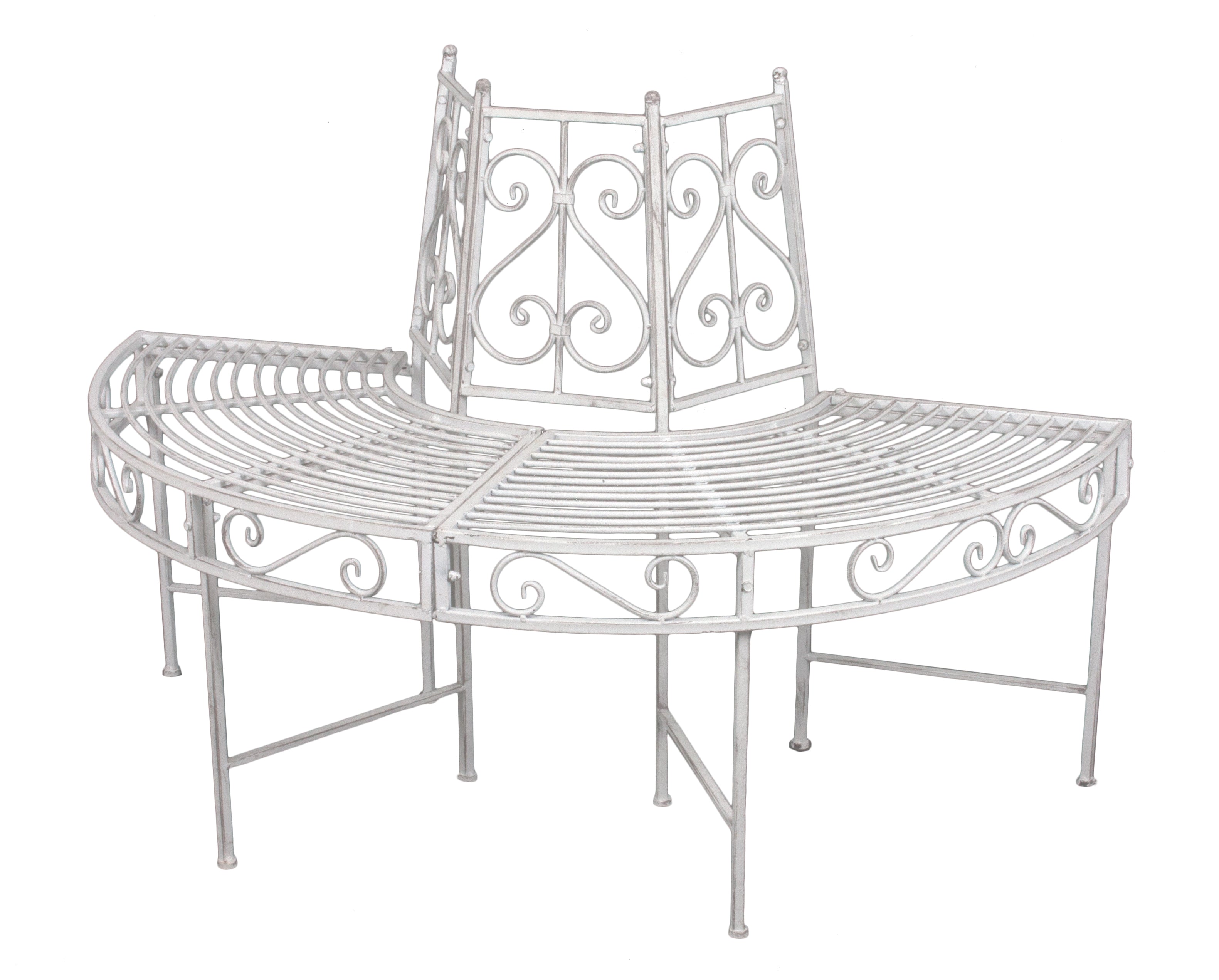 Baumbank VARDA Halbkreis-Bank Gartenbank Garden Pleasure robust elegant antik-weiß Outdoor pulverbeschichtet