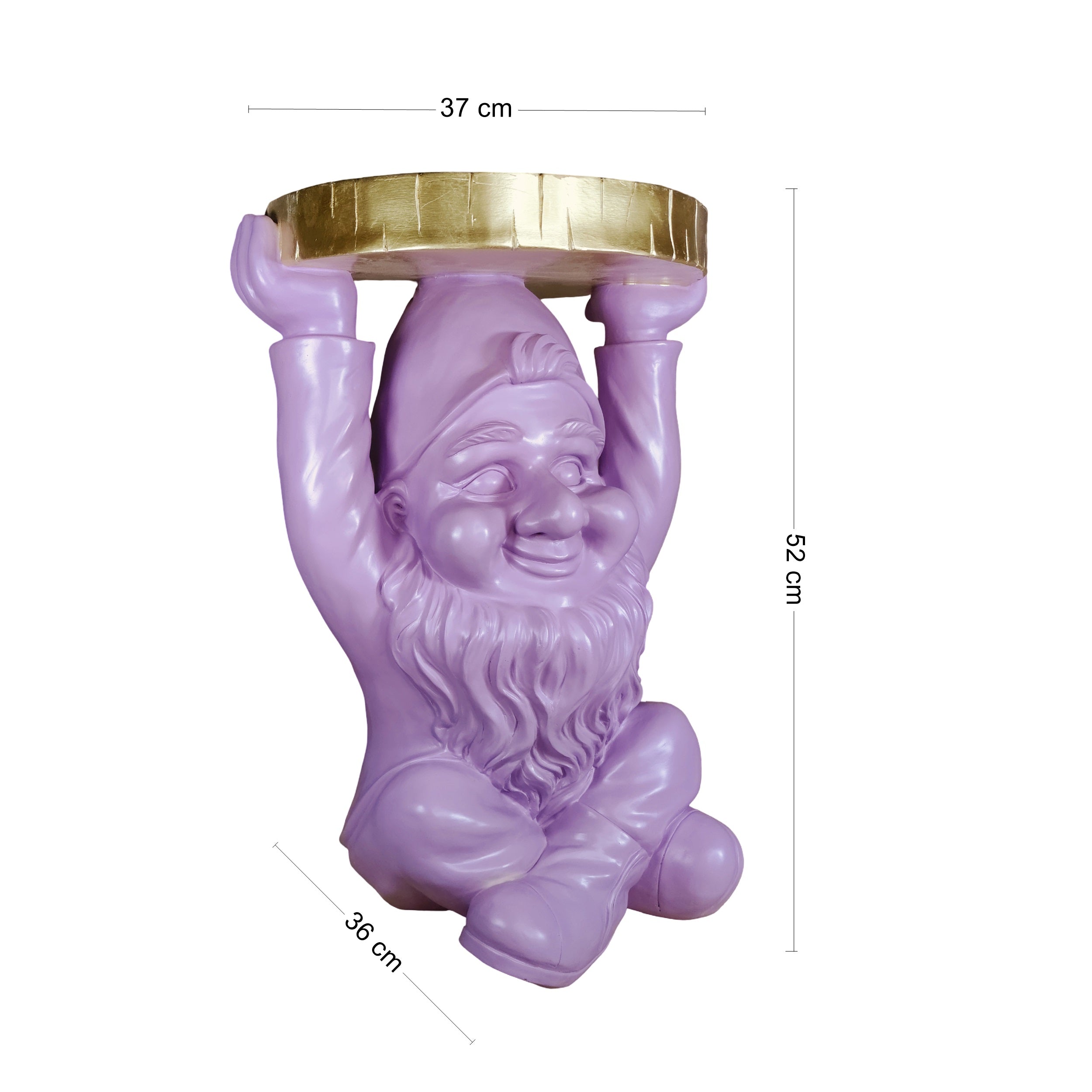 Beistelltisch rund Gartenzwerg – Beistelltisch Design für Garten & Wohnbereich in Schwarz oder Lila