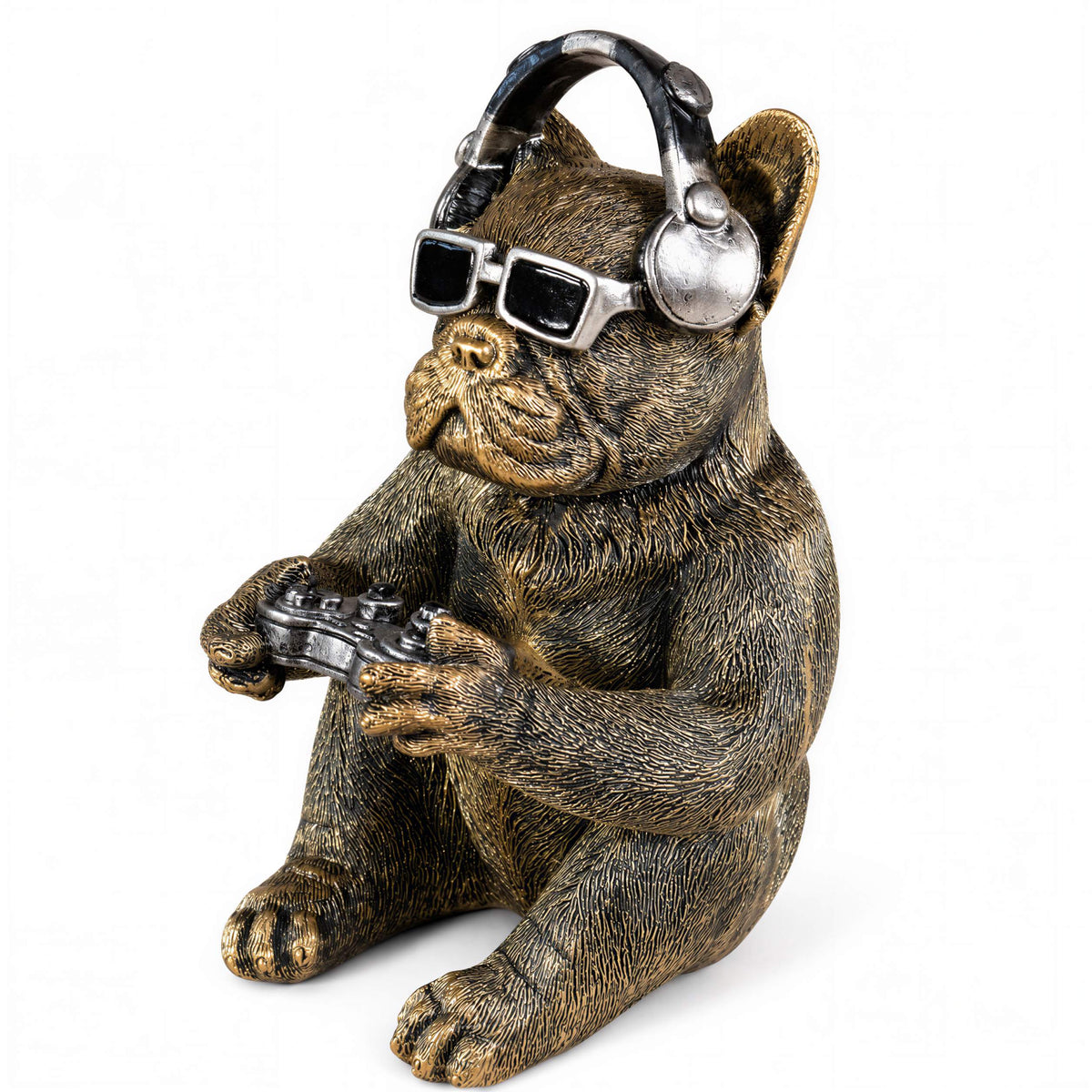 Gamer Hund Figur Urban Royals Hundefigur mit Controller Kopfhörer Gaming Deko