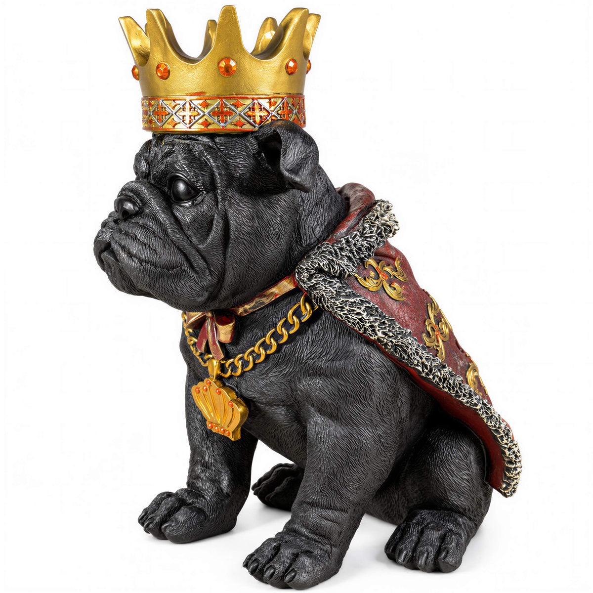 Bulldogge Figur mit Krone Urban Royals Deko Hundefigur handbemalt schwarz oder gold