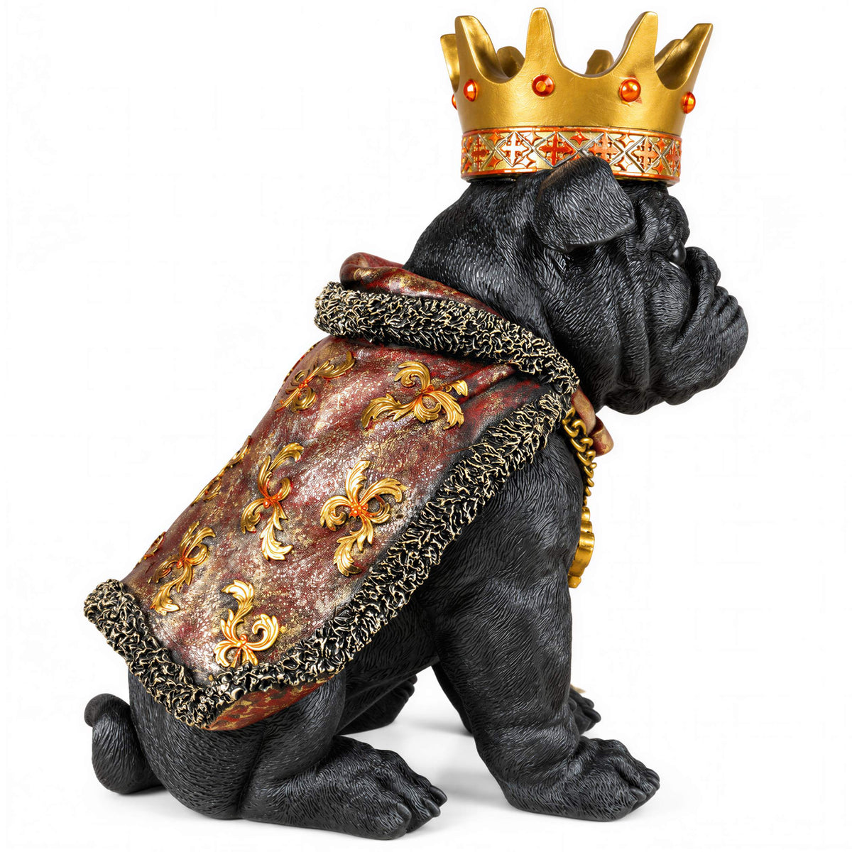 Bulldogge Figur mit Krone Urban Royals Deko Hundefigur handbemalt schwarz oder gold